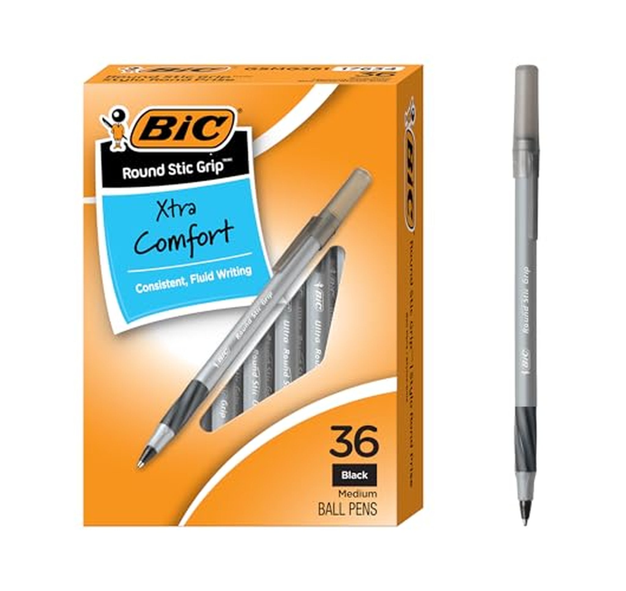 36 Count BIC Round Stic Grip Ballpoint Pens
