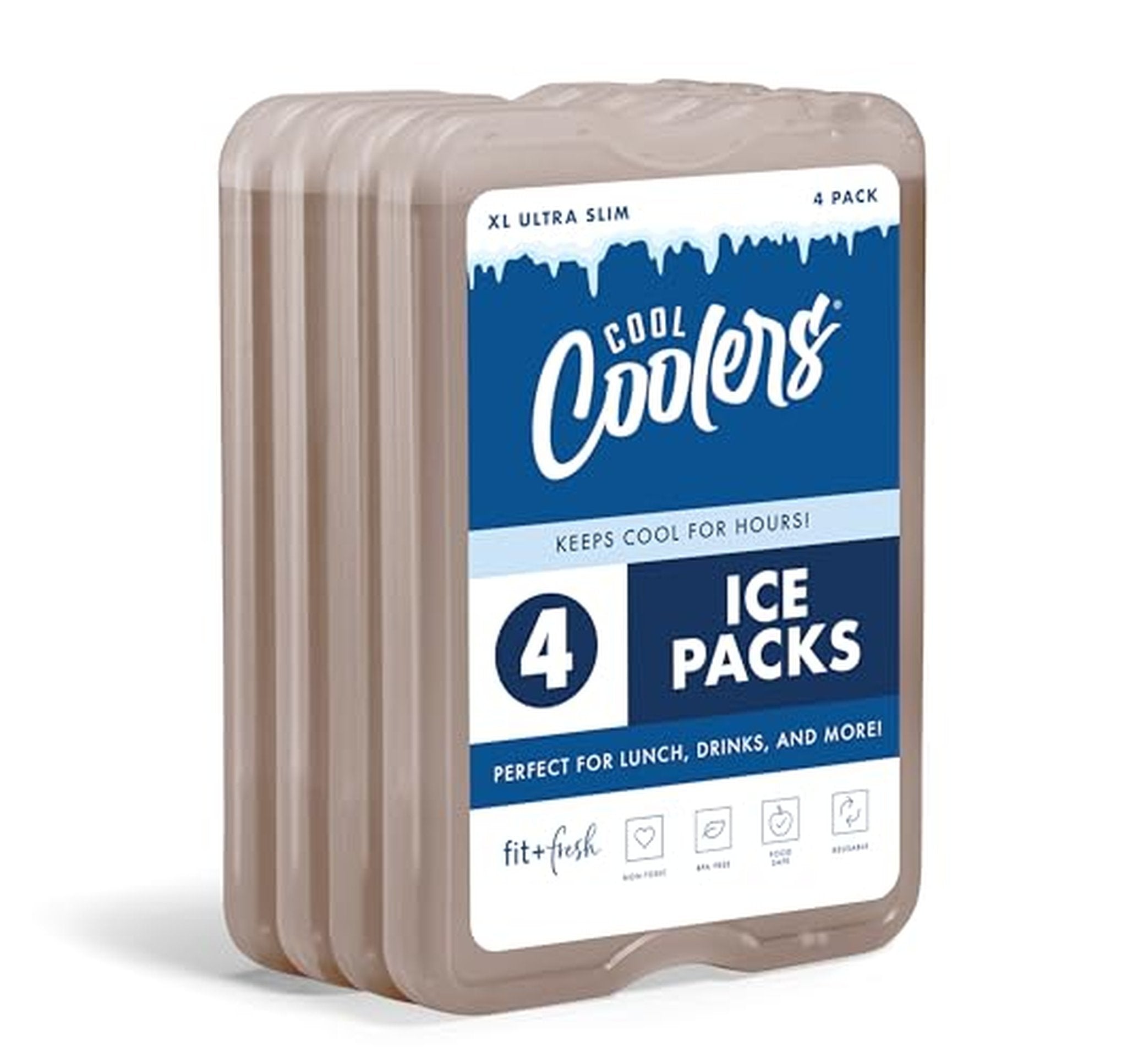 4 Pack Slim Reusable Ice Packs for Coolers