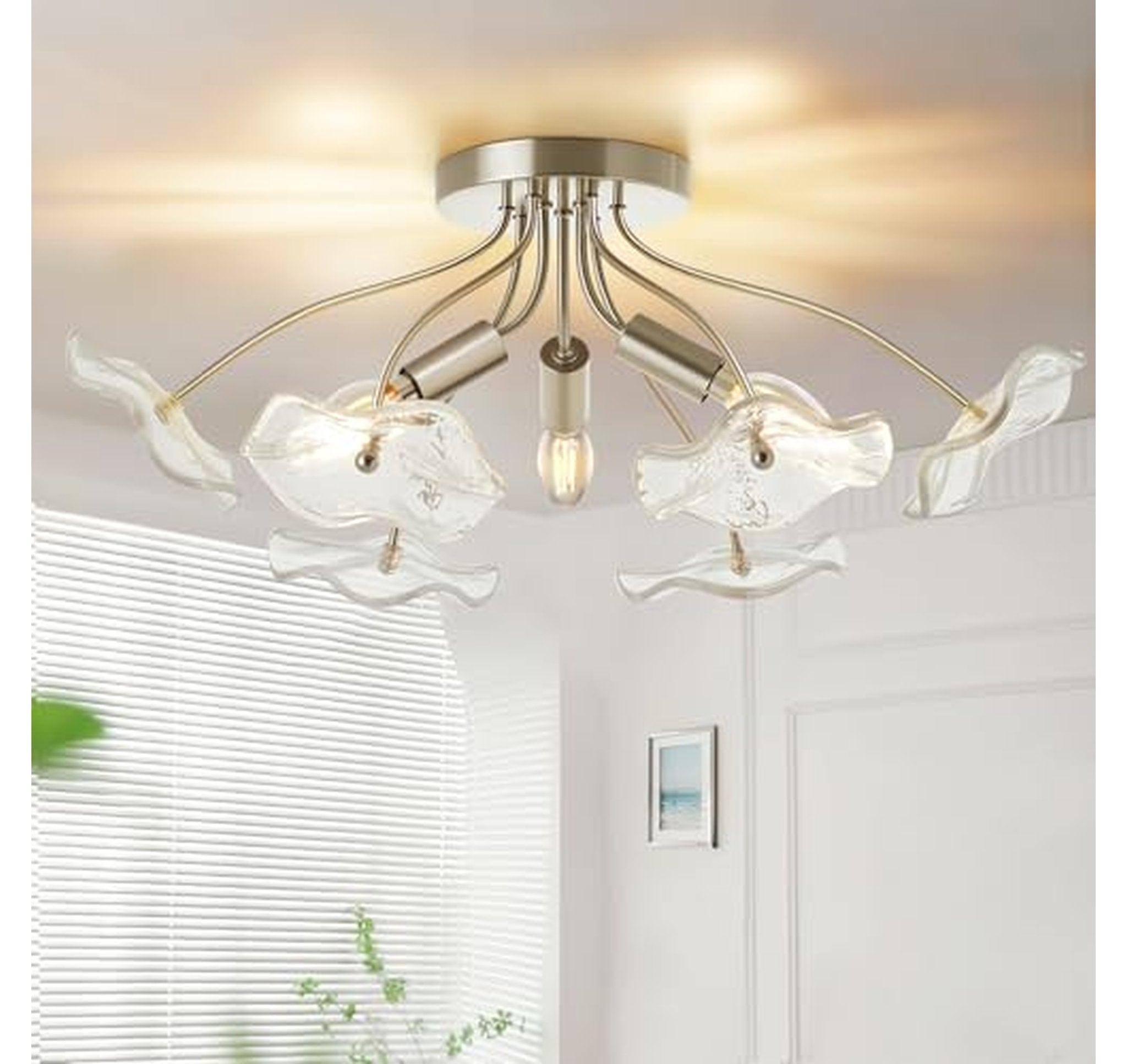 Semi Flush Mount 3-Light Ceiling Fixture with Glass