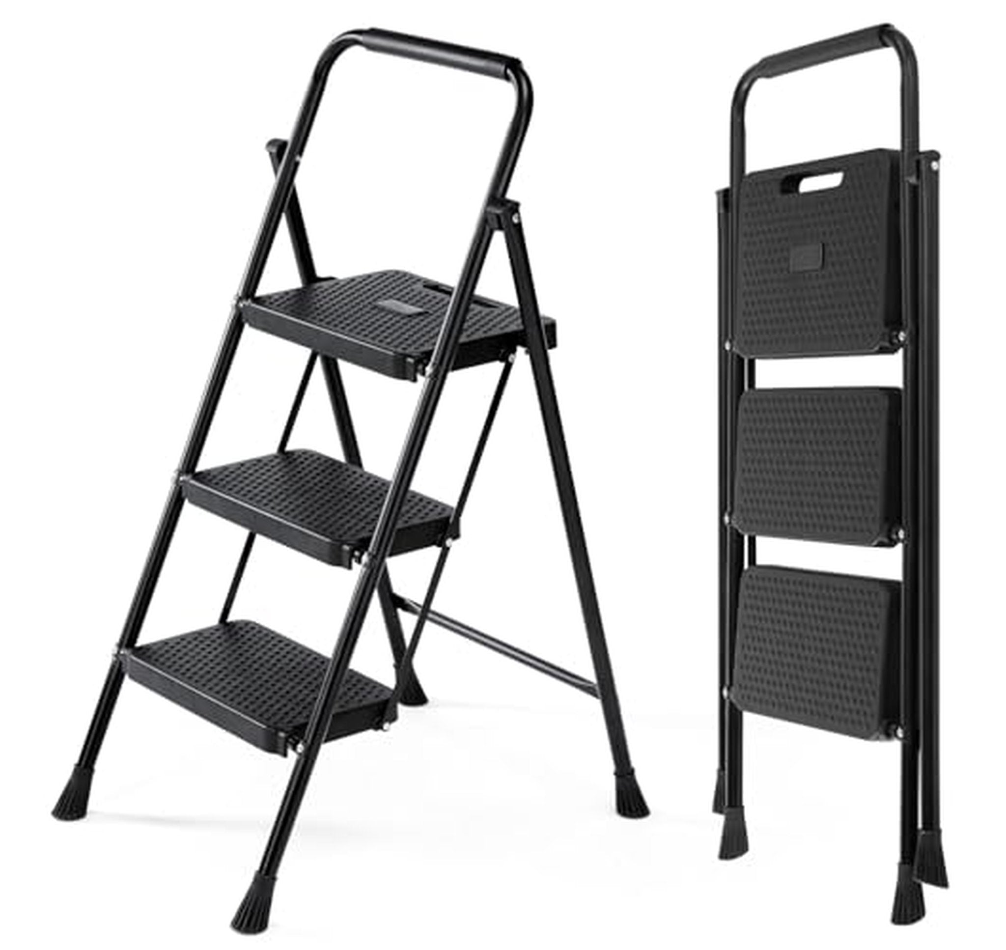 3 Step Folding Ladder Stool, Lightweight 800 lb Capacity