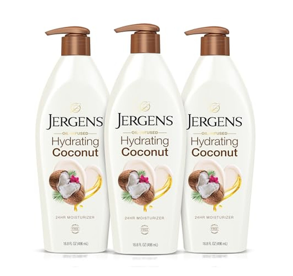 3 Pack Jergens Hydrating Coconut Hand and Body Lotion
