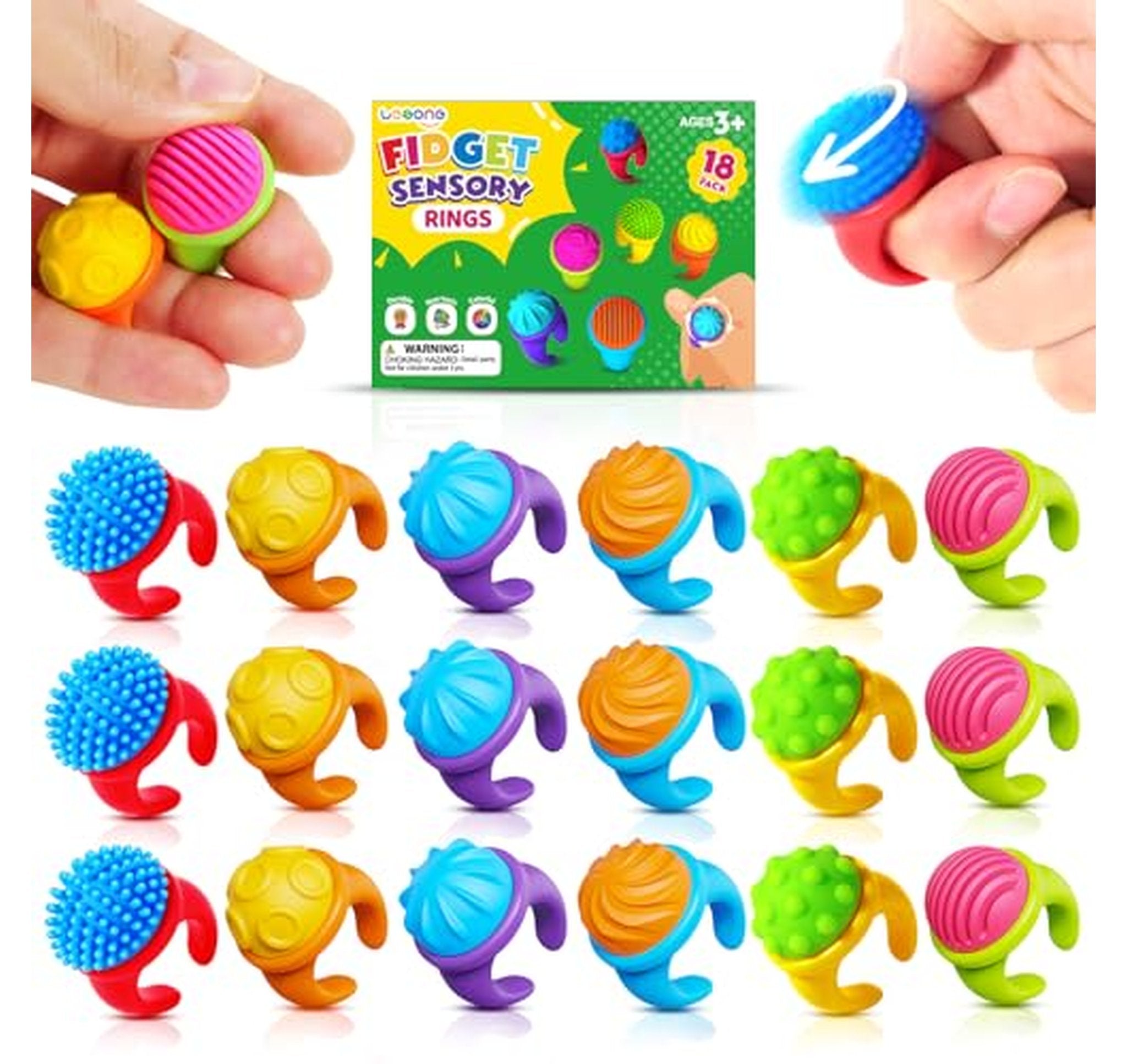 18 Pack Textured Fidget Spinner Rings