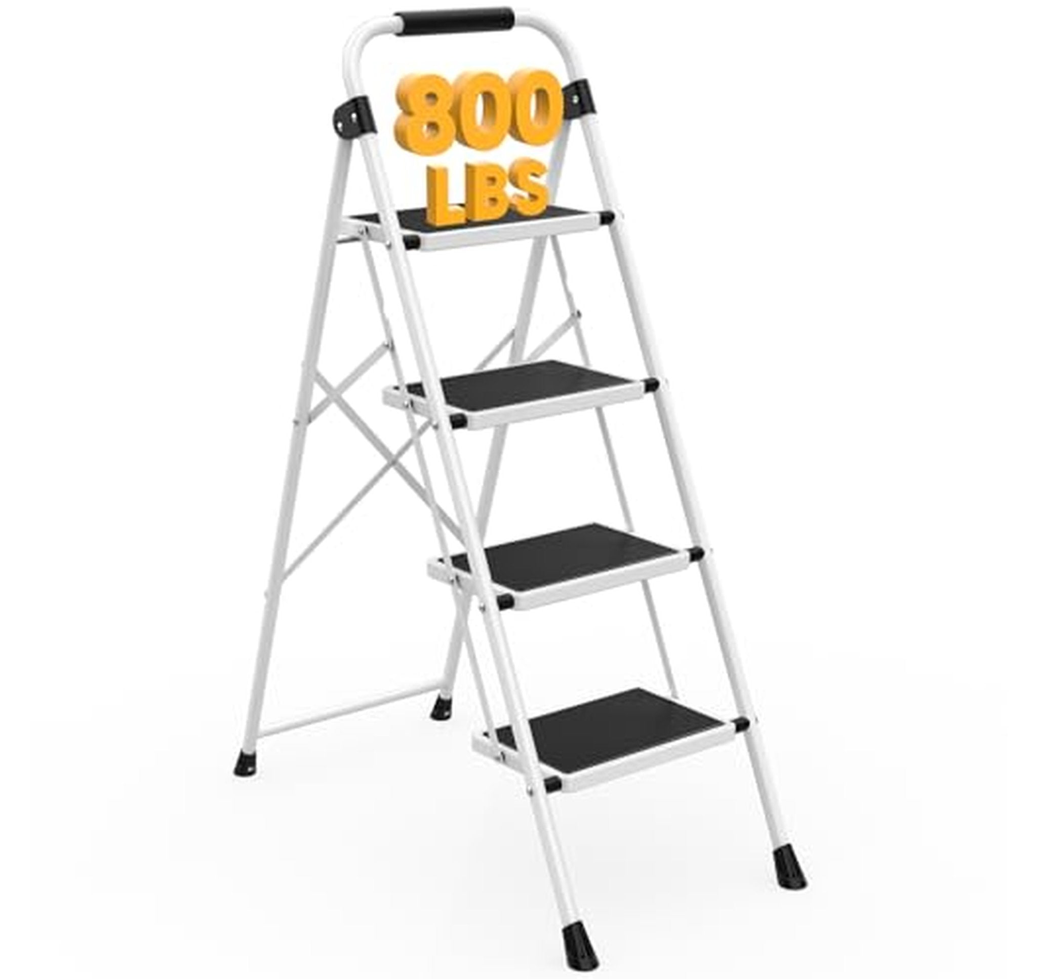 4 Step Folding Ladder with Handrail, 330 lb Capacity