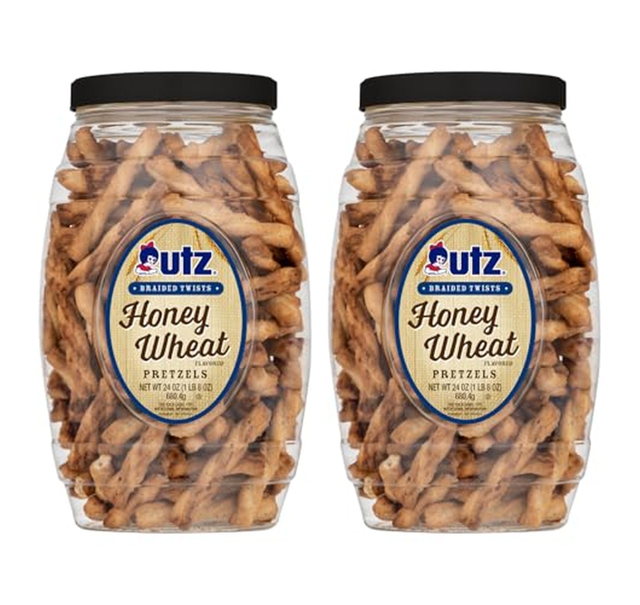 2 Pack Utz Honey Wheat Braided Pretzel Twists Barrel