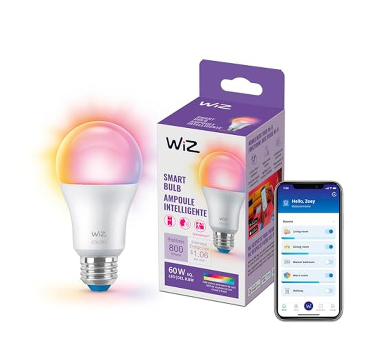 WiZ Connected Smart A19 60W LED Light Bulb