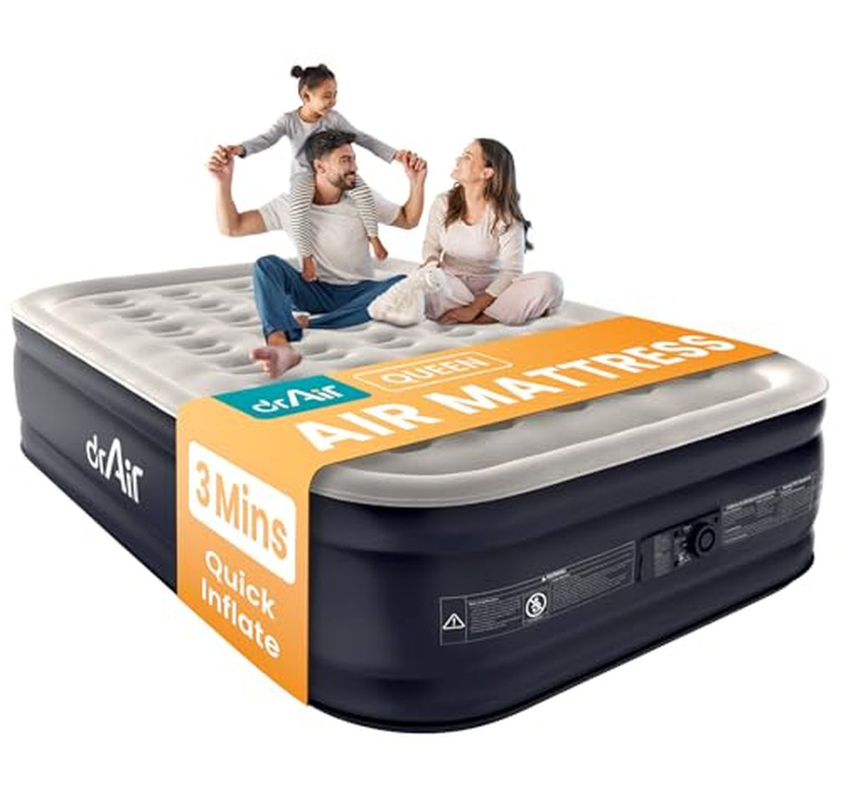 Queen Air Mattress with Built-in Pump, 18-Inch Raised