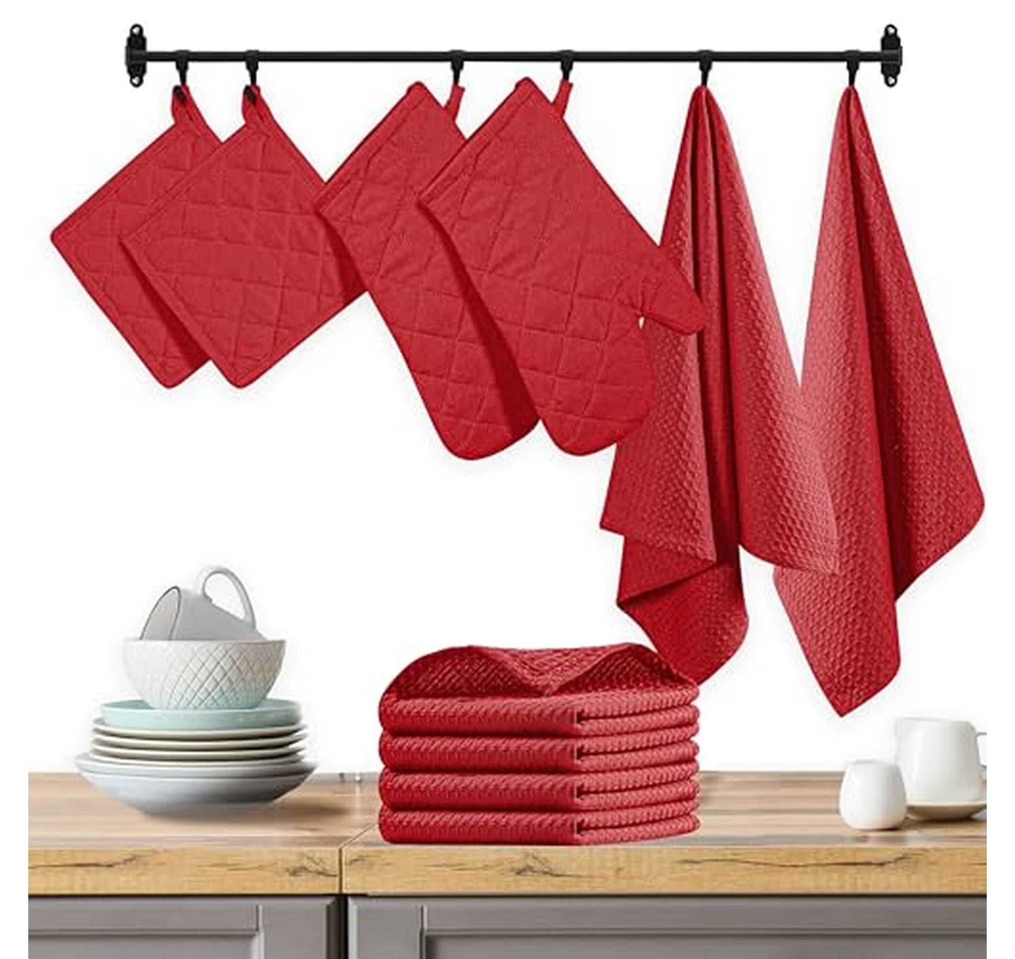 10 Piece Cotton Kitchen Towel and Oven Mitt Set