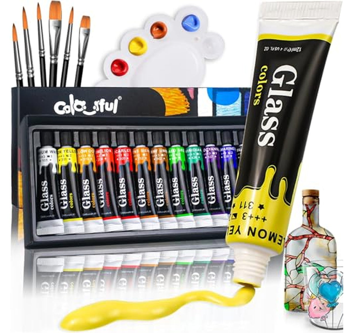 12 Color Stained Glass Paint Set for Kids
