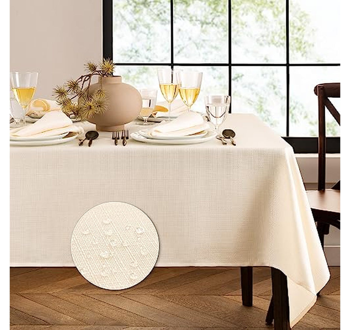 Water and Stain Resistant Textured Tablecloth 60" x 84"