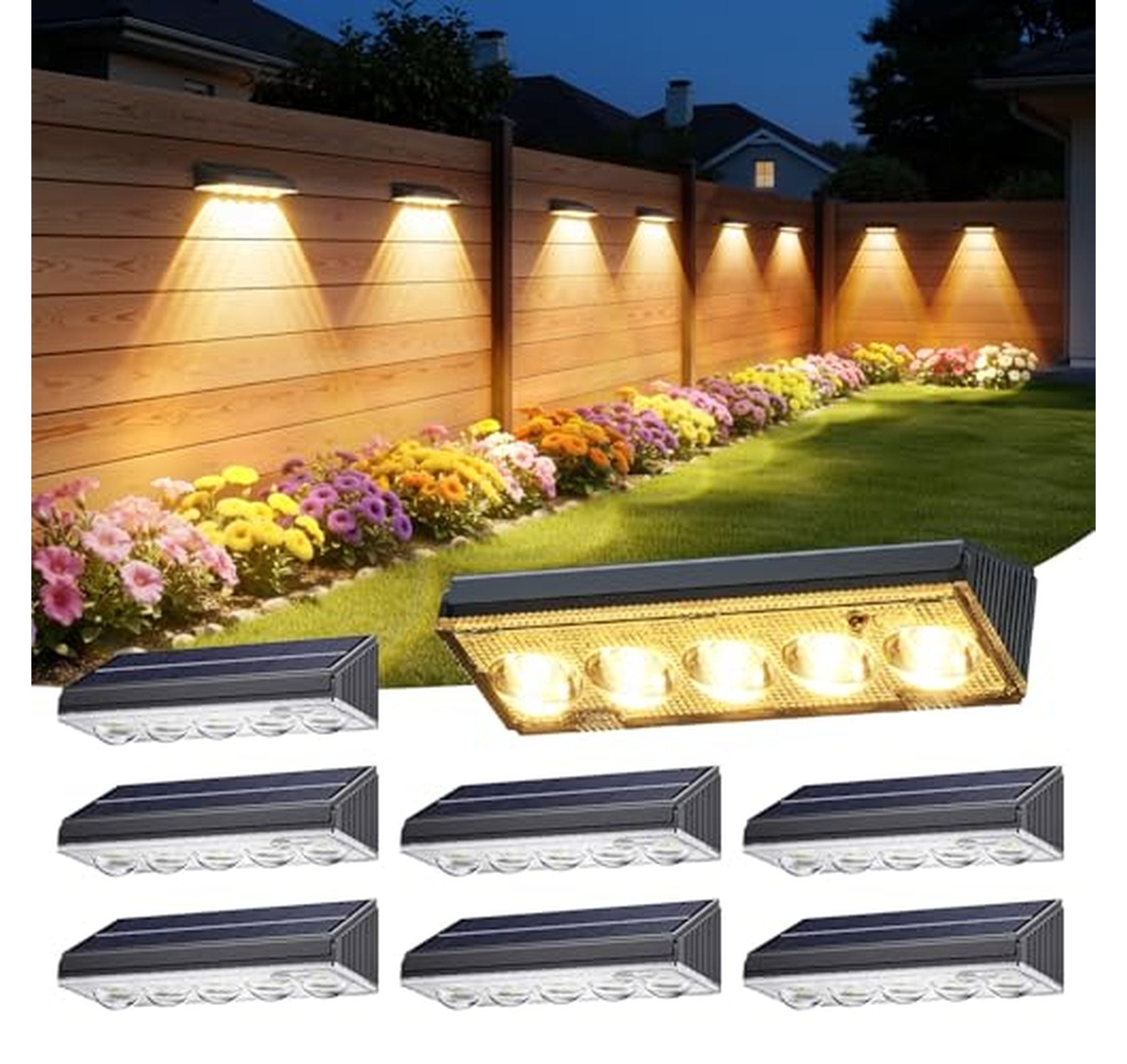 8 Pack Solar Waterproof Outdoor Fence Lights