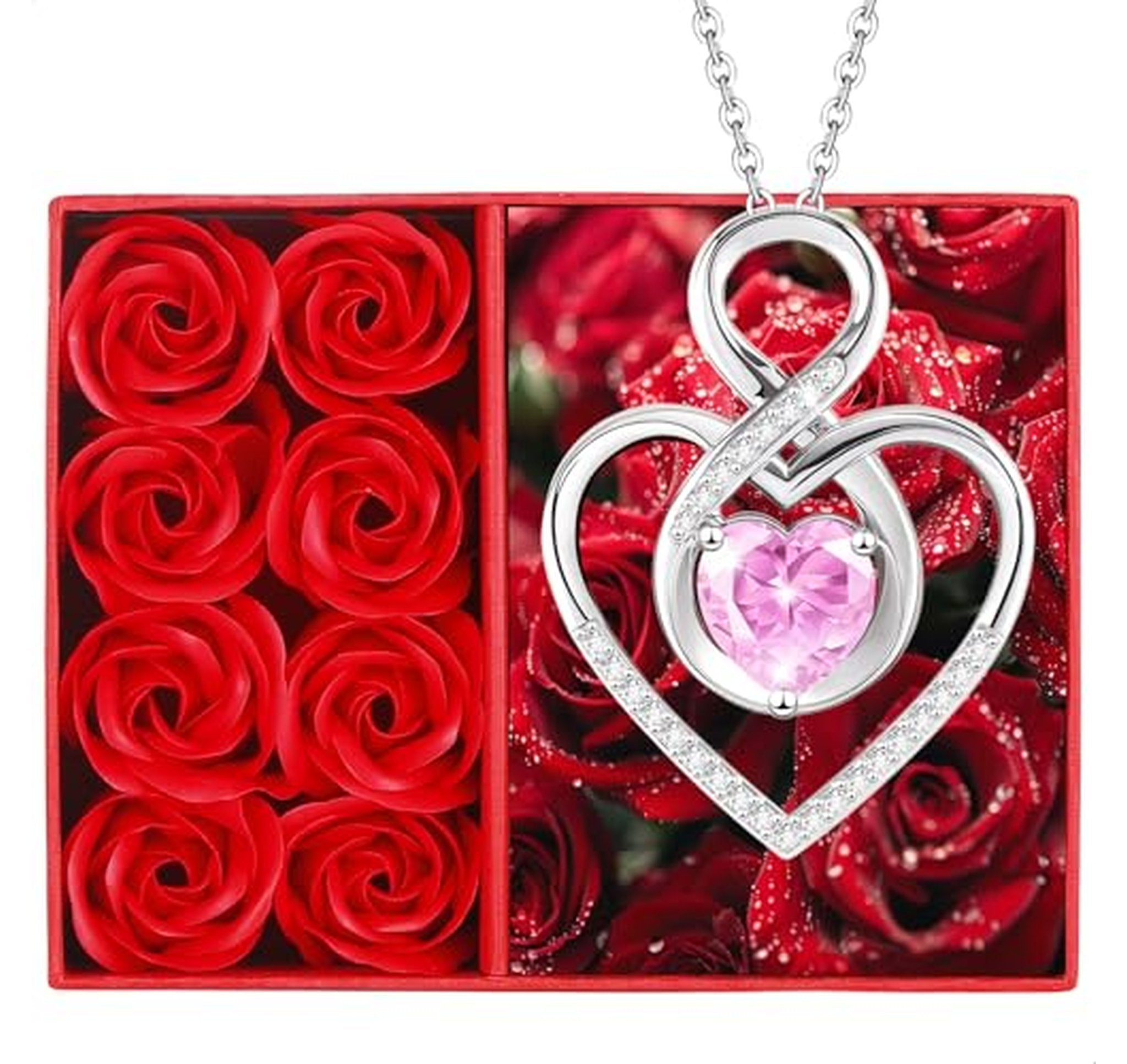 Infinity Heart Tourmaline Birthstone Pendant Necklace