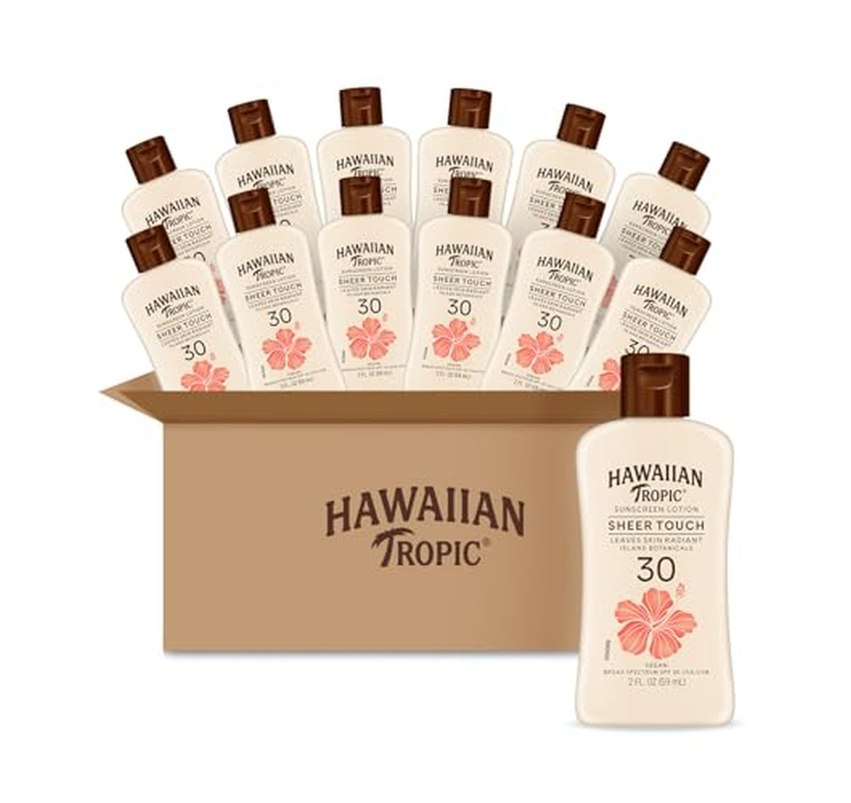 12 Pack Hawaiian Tropic SPF 30 Sheer Touch Lotion