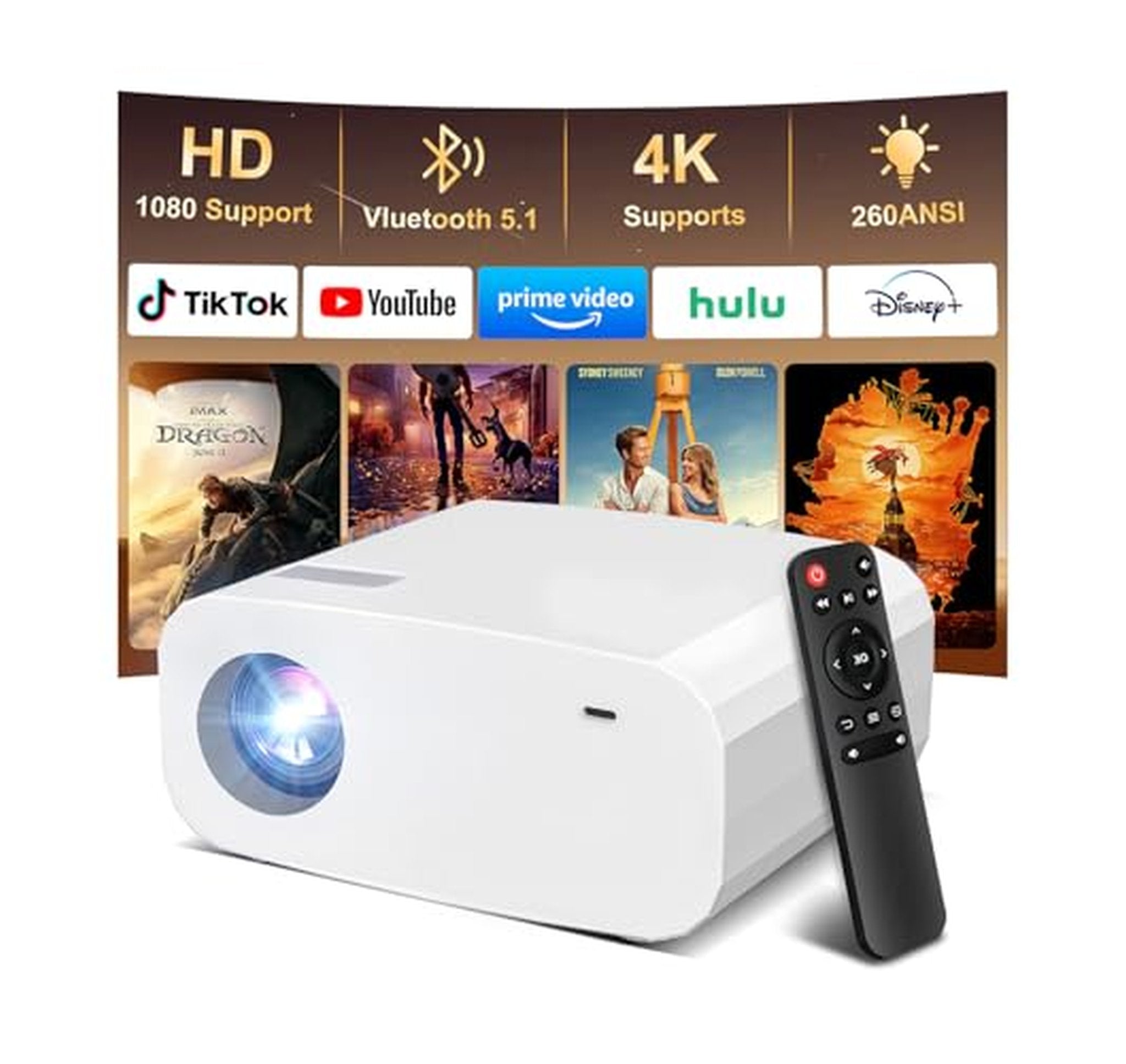 1080p WiFi Bluetooth Mini Smart Projector