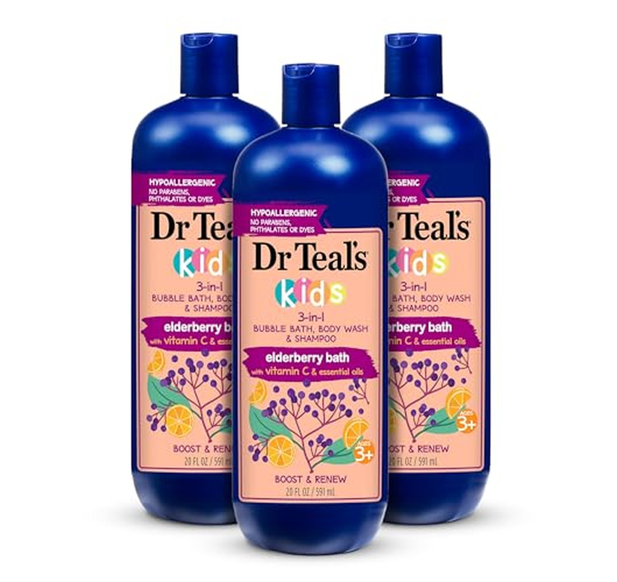 3 Pack Dr Teal's Kids 3-in-1 Wash 20oz