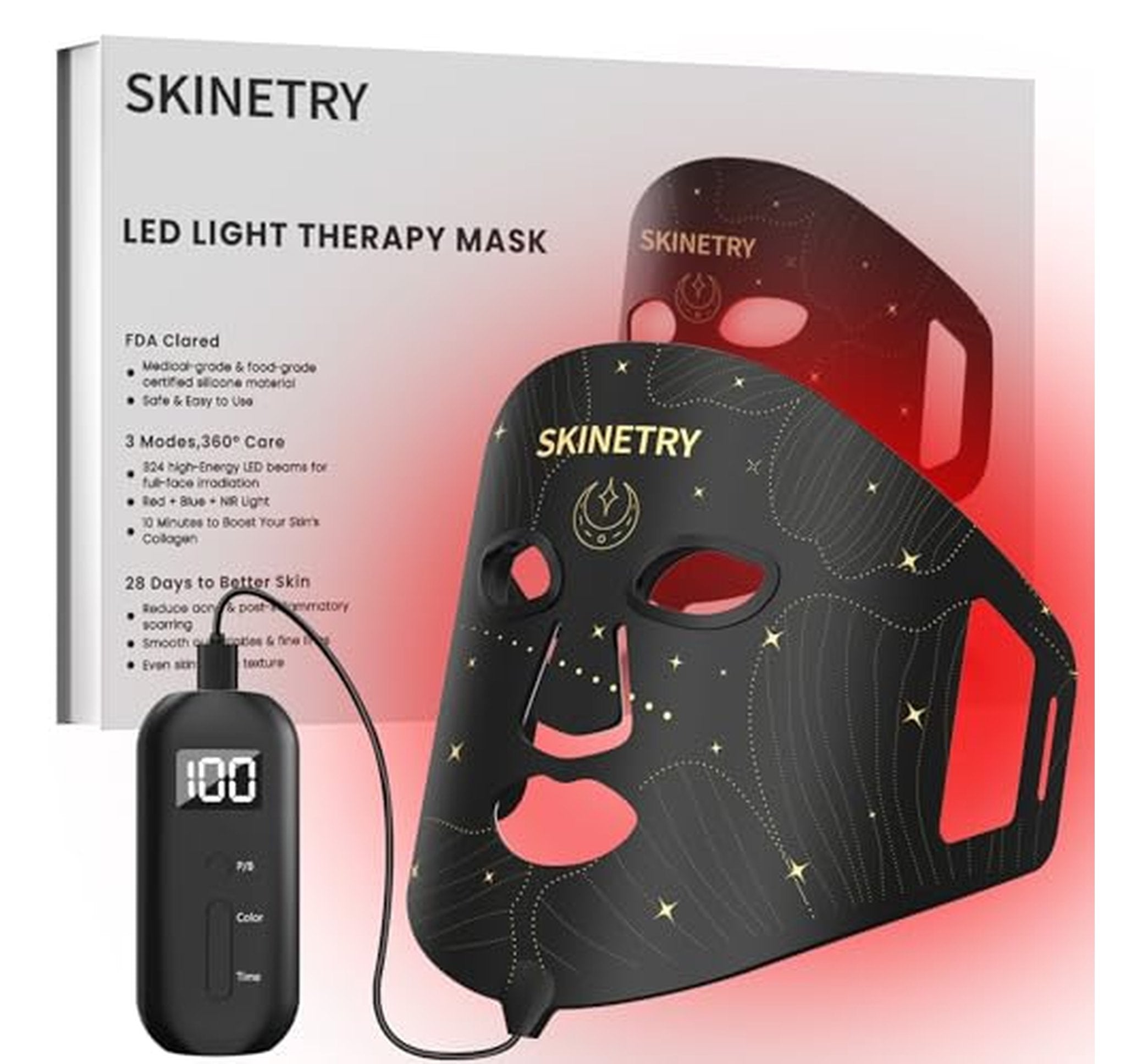 Rechargeable LED Red Light Therapy Face Mask