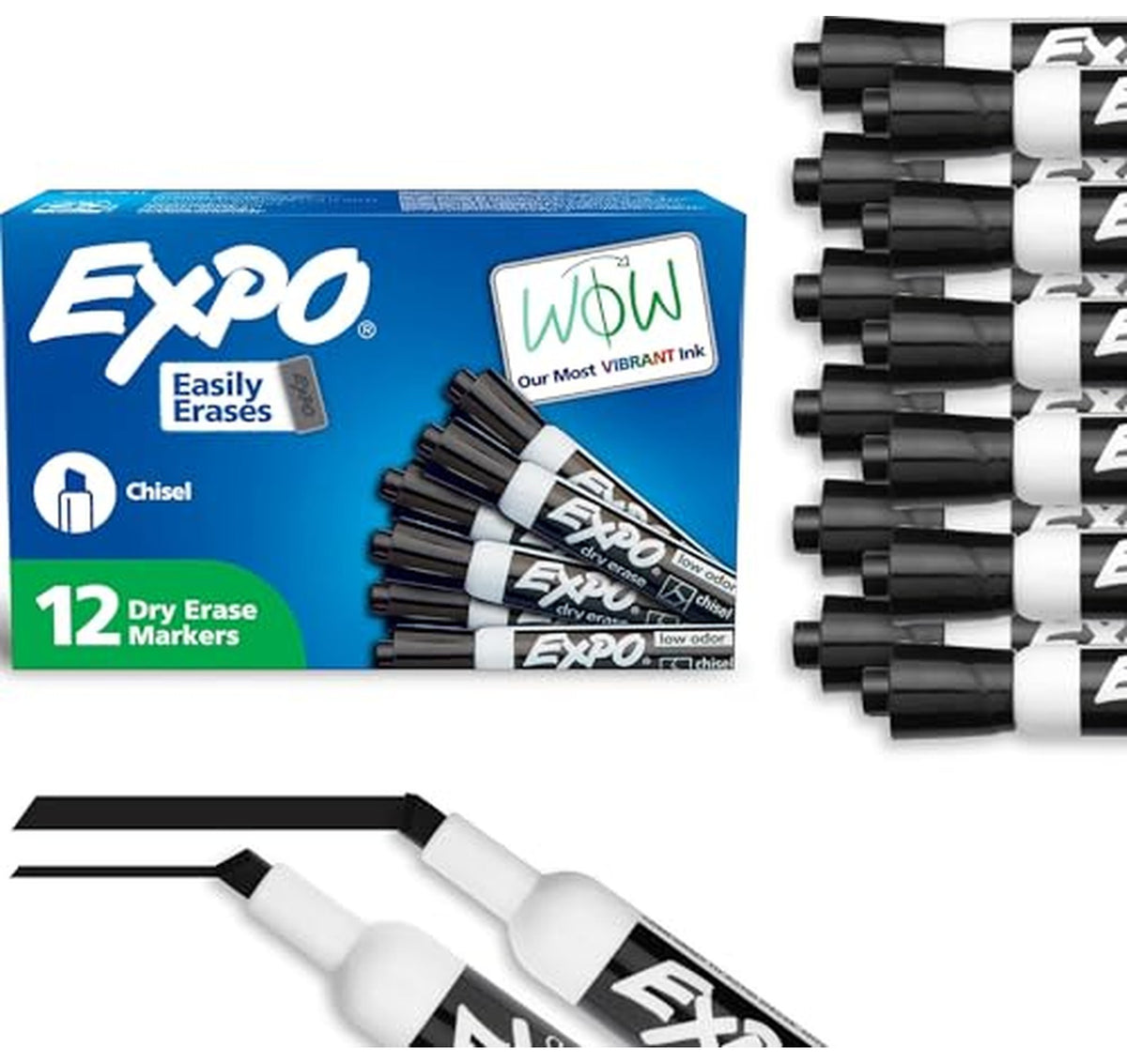 12 Pack EXPO Low Odor Chisel Dry Erase Markers