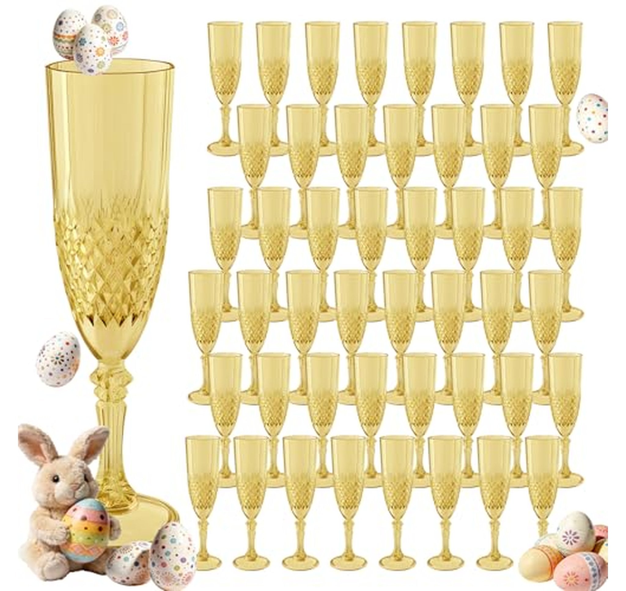 48 Pack Plastic Champagne Flutes Reusable Wine Glasses