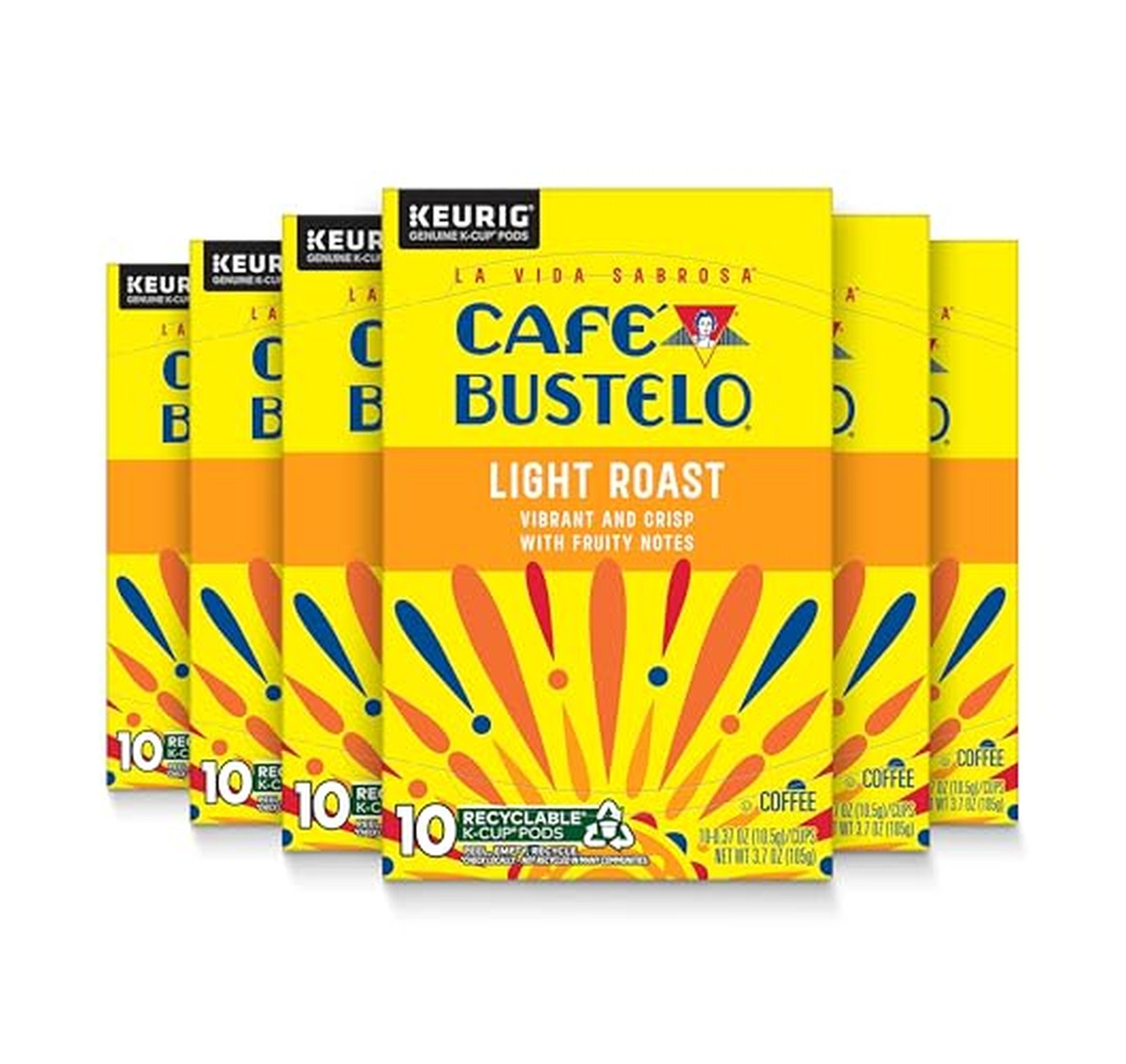 6 Pack Cafe Bustelo Light Roast Coffee K-Cup Pods (OU)