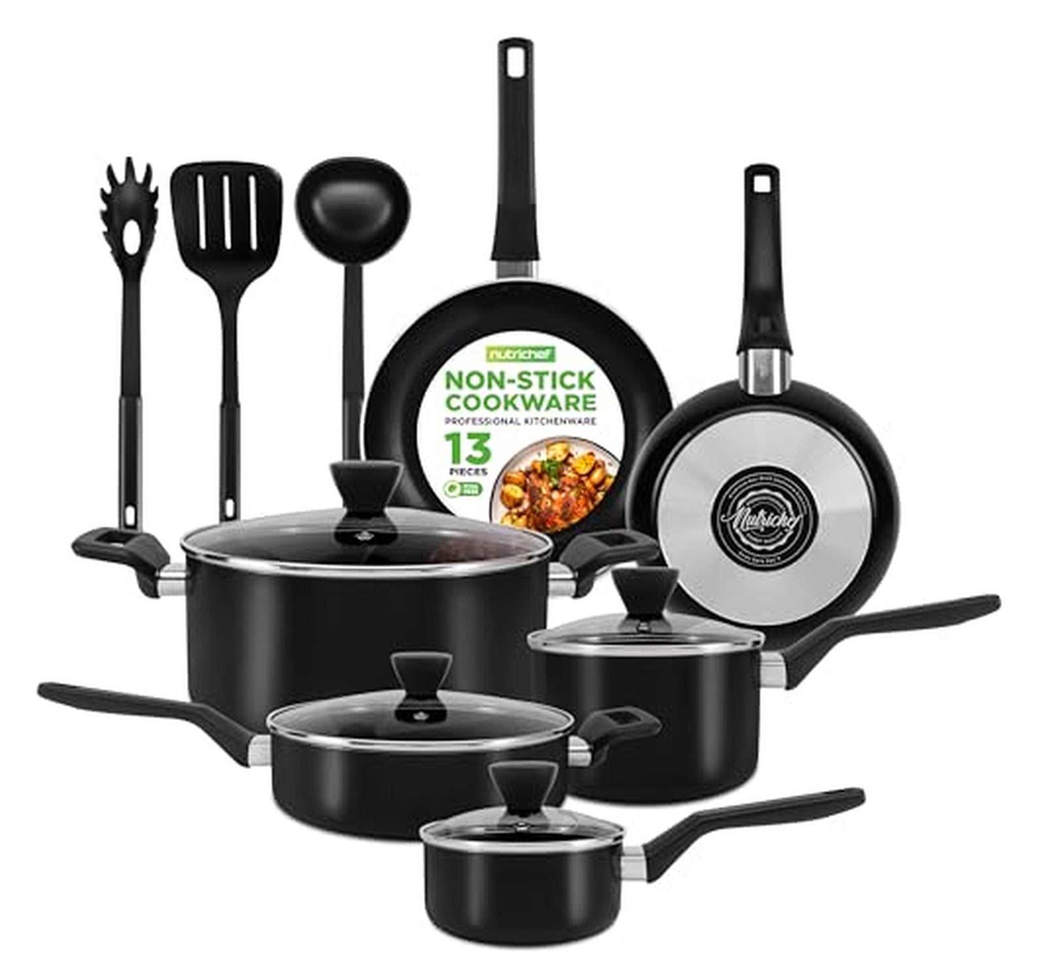 13-Piece Nonstick Cookware Set with Lids and Utensils