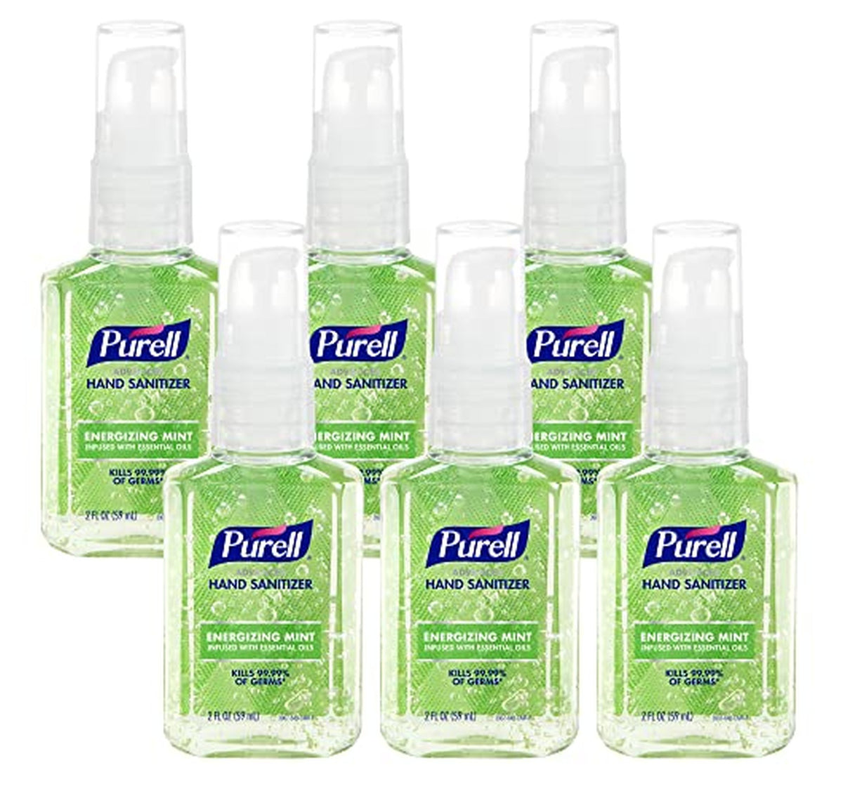 6 Pack Purell Mint Hand Sanitizer Travel Pump Bottles