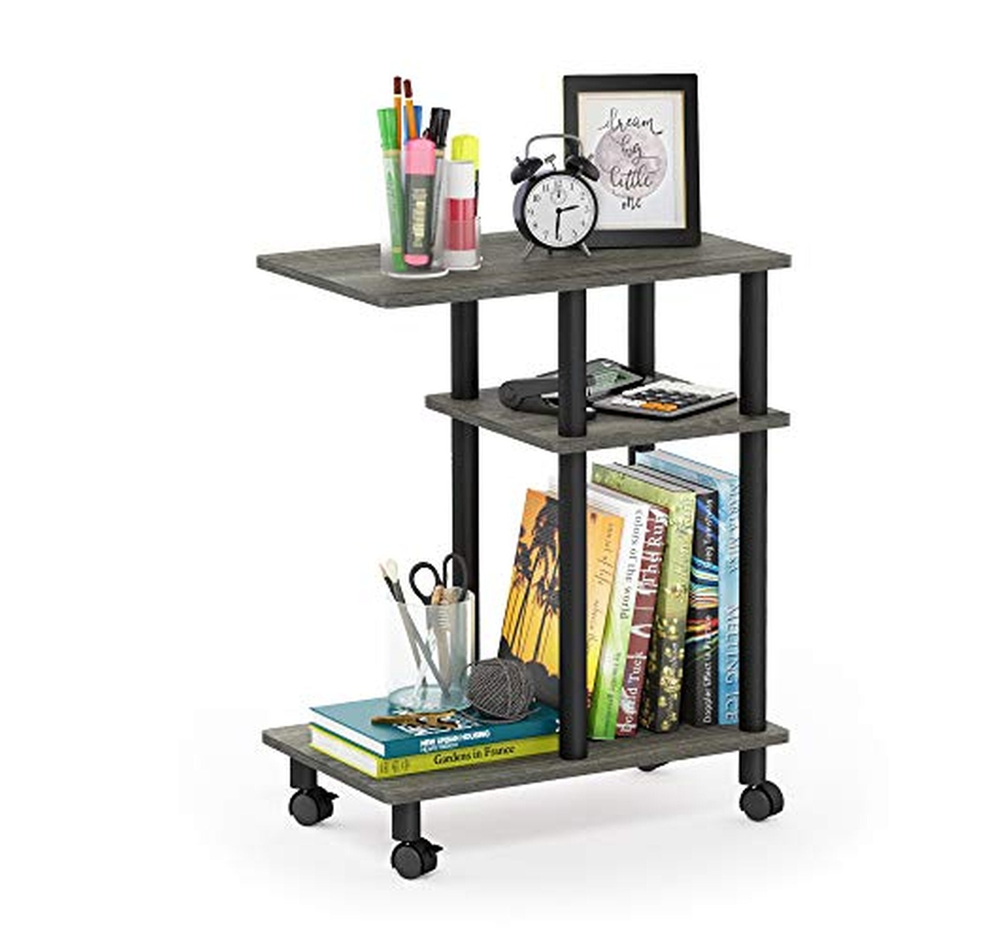 C Shaped Side Table with Casters