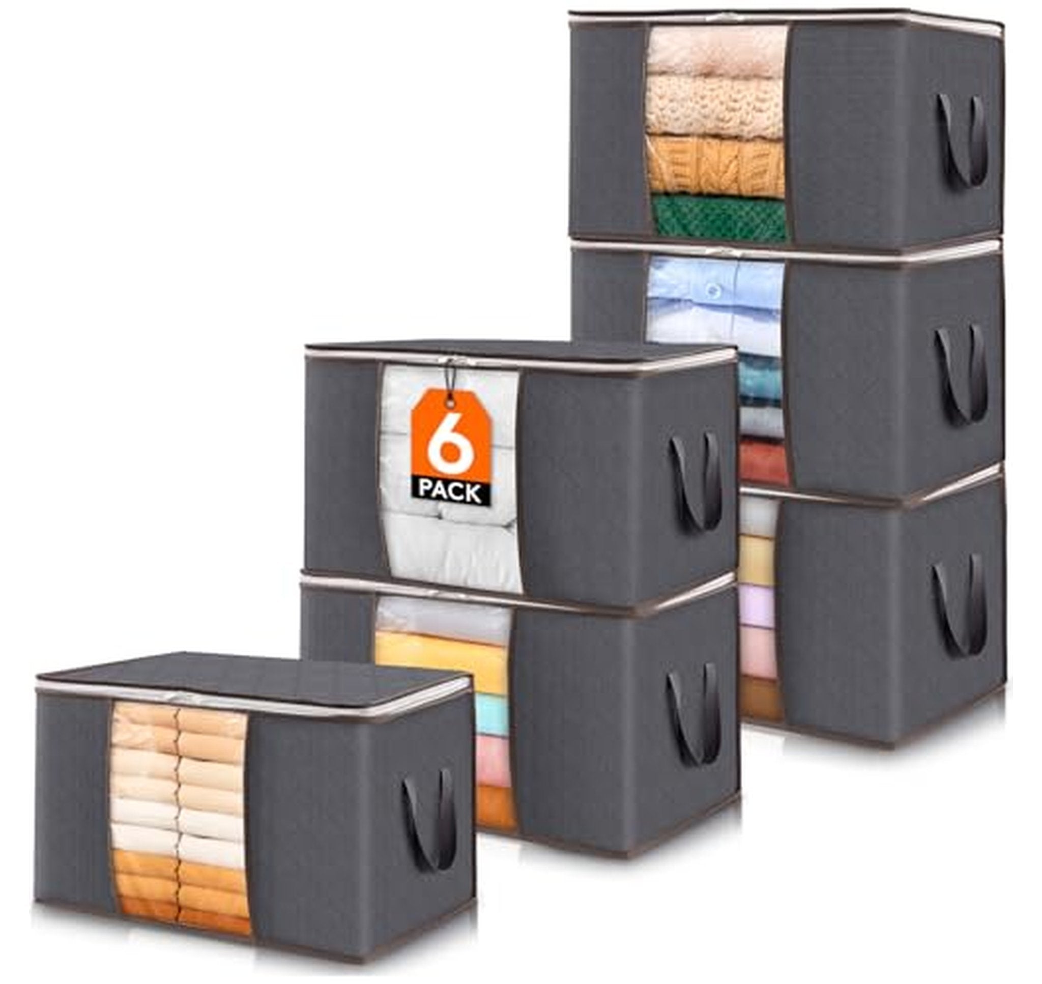 6 Pack 60L Clothes Storage Bins with Lids