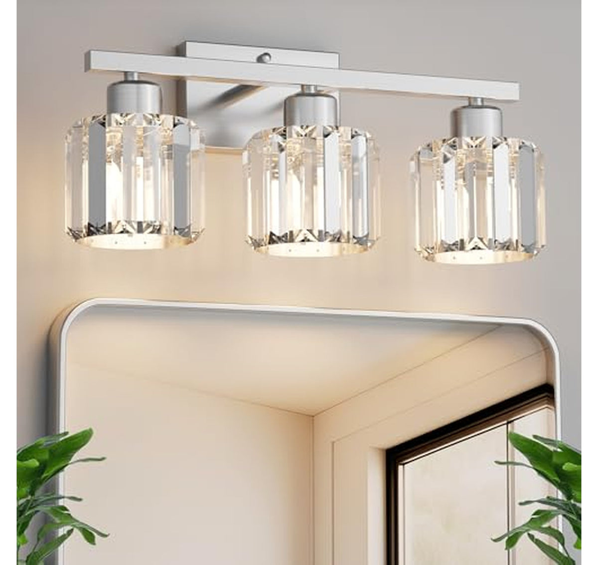 3-Light Crystal Bathroom Vanity Wall Light Fixture