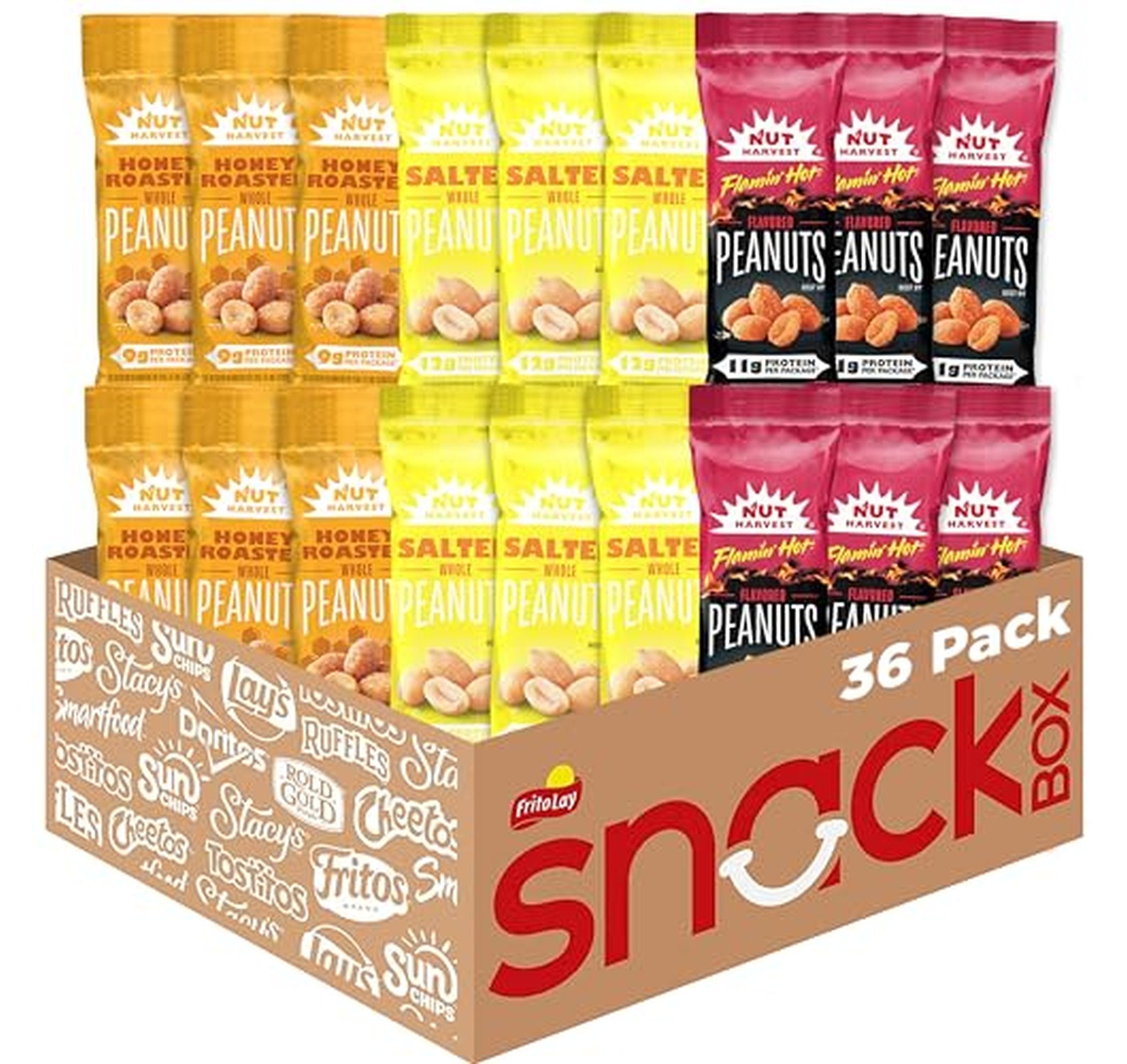 36 Pack Nut Harvest Peanuts 3 Flavor Variety Bags
