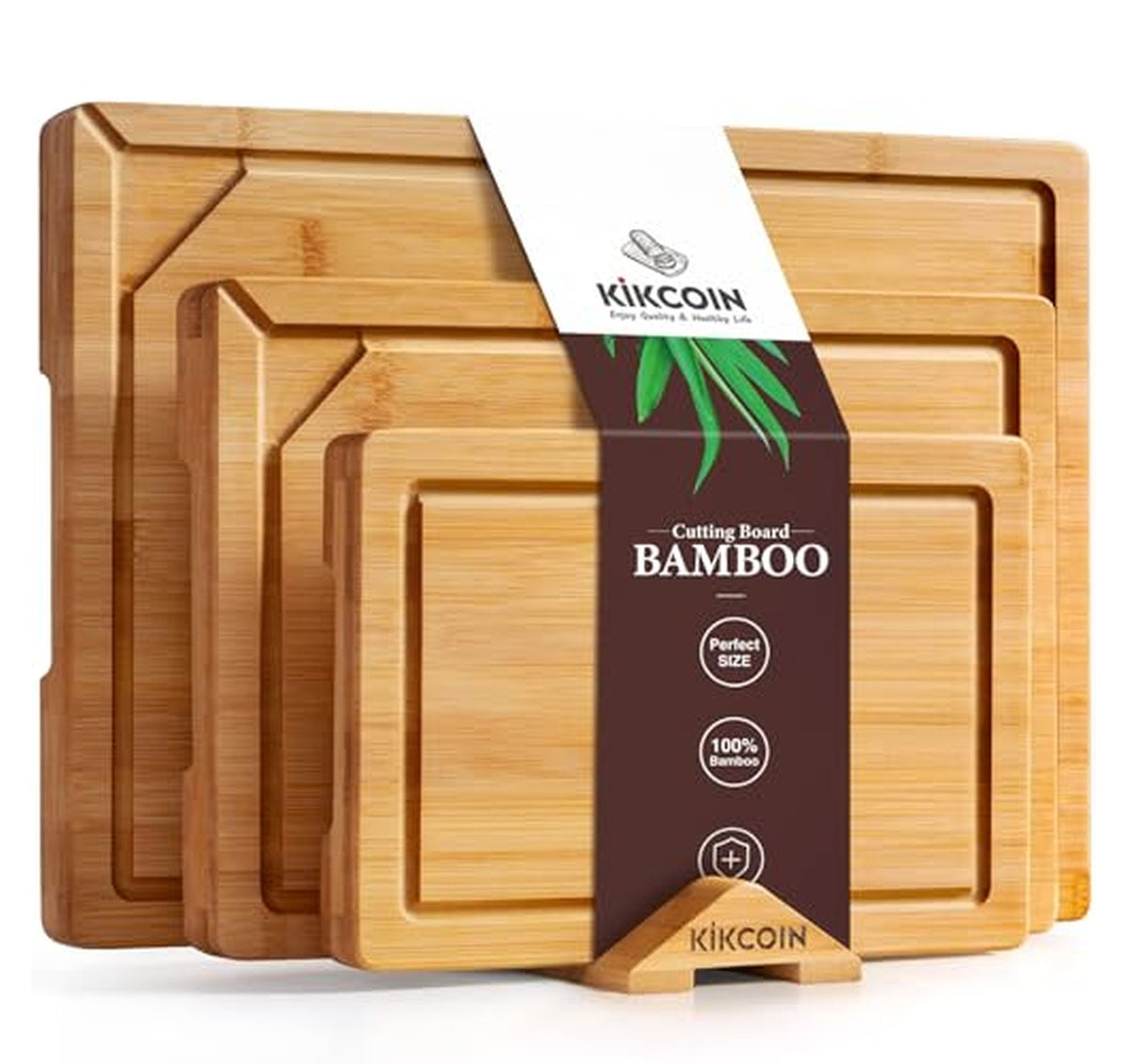 4 Pack Self-Draining Bamboo Cutting Boards