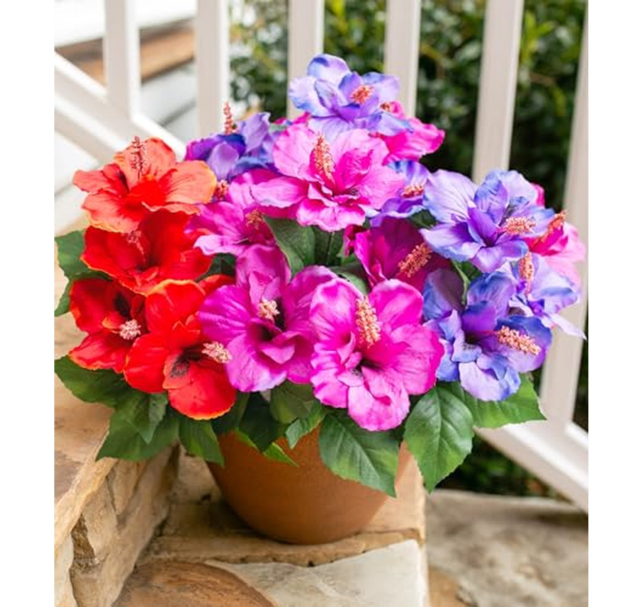 4 Pack UV Resistant Artificial Hibiscus Outdoor Flowers