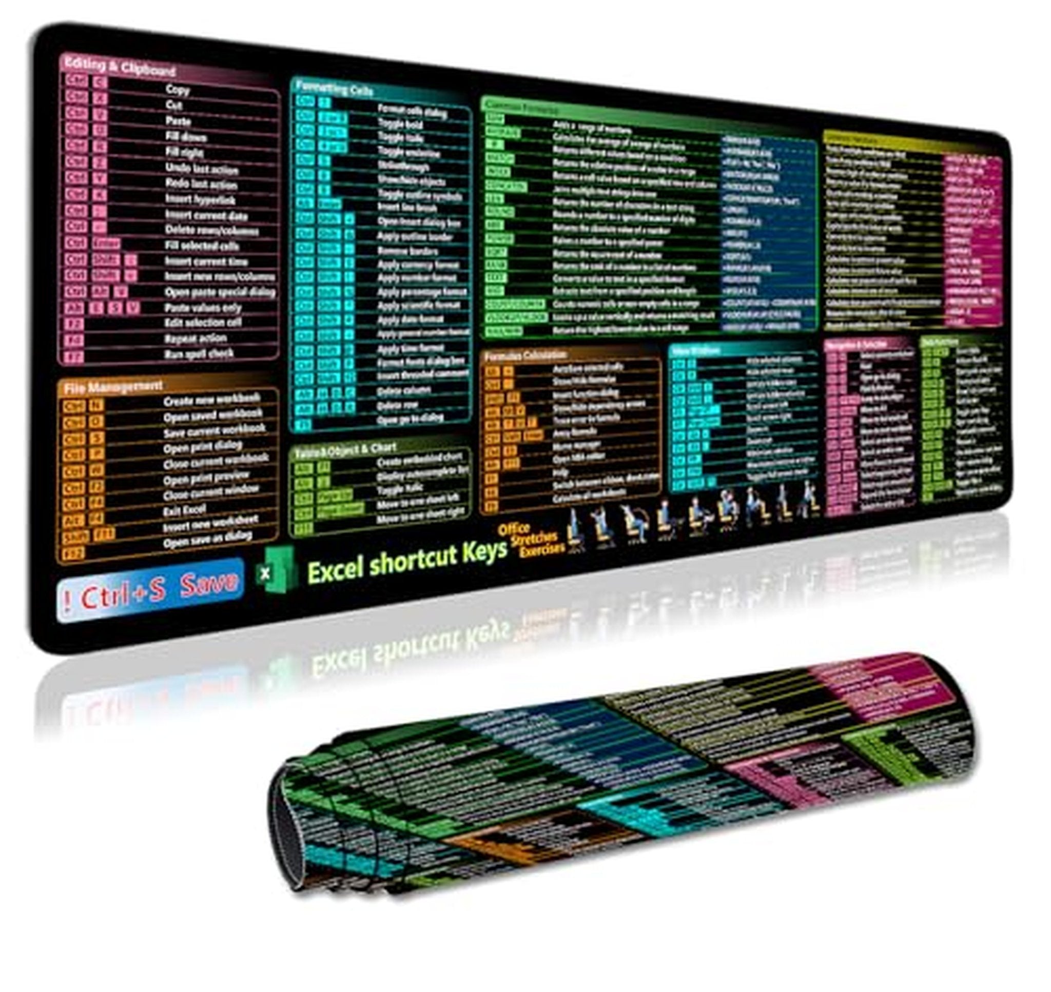 XL Excel Shortcut Desk Mouse Pad Keyboard Mat