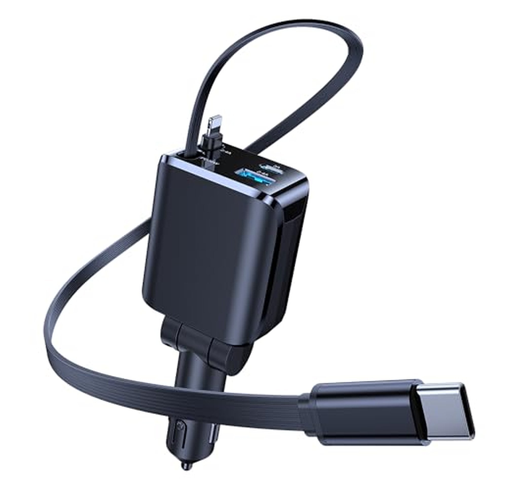 69W Retractable Multi-Port Fast Charging Car Charger