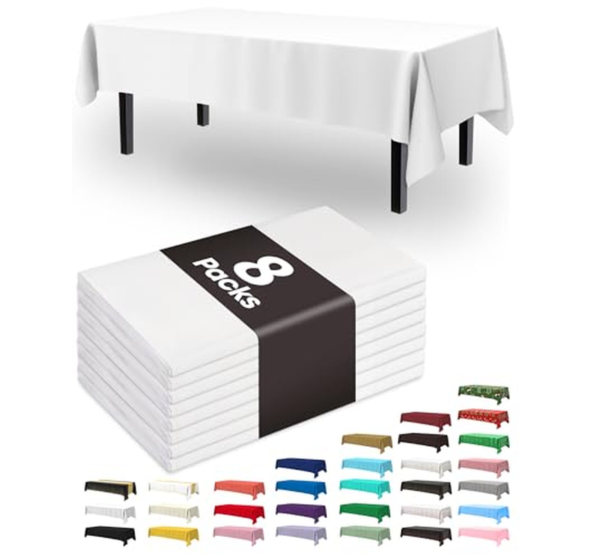 8 Pack Disposable Plastic Rectangle Tablecloths