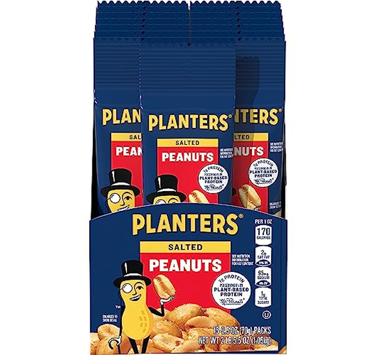 15 Pack PLANTERS Salted Peanuts Snack Packs