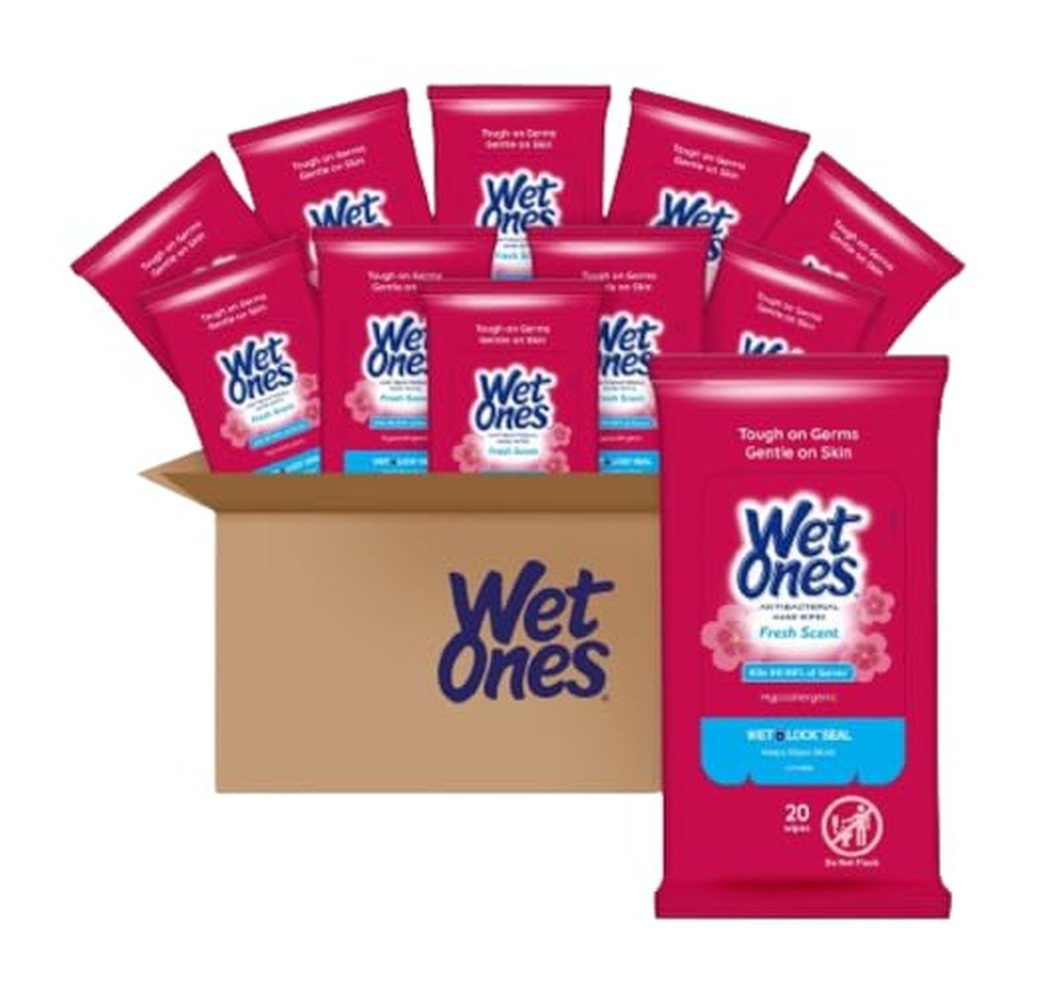 30 Pack Wet Ones Antibacterial Hand Wipes Travel Case