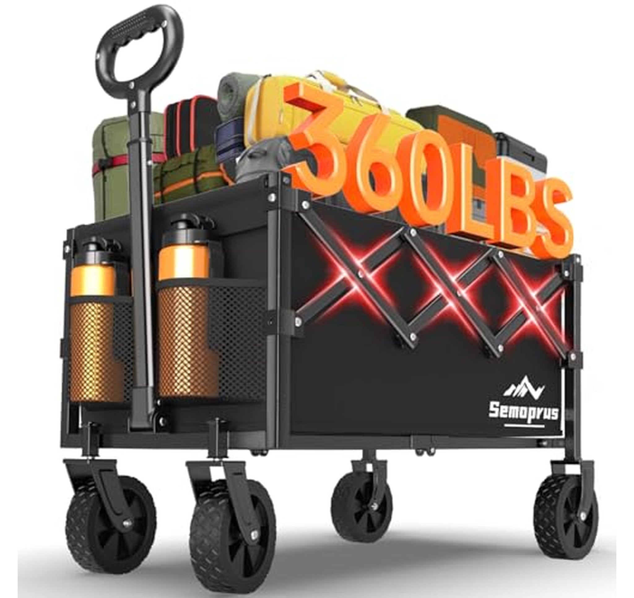 Heavy Duty Folding Utility Wagon Cart, 360 lbs Capacity