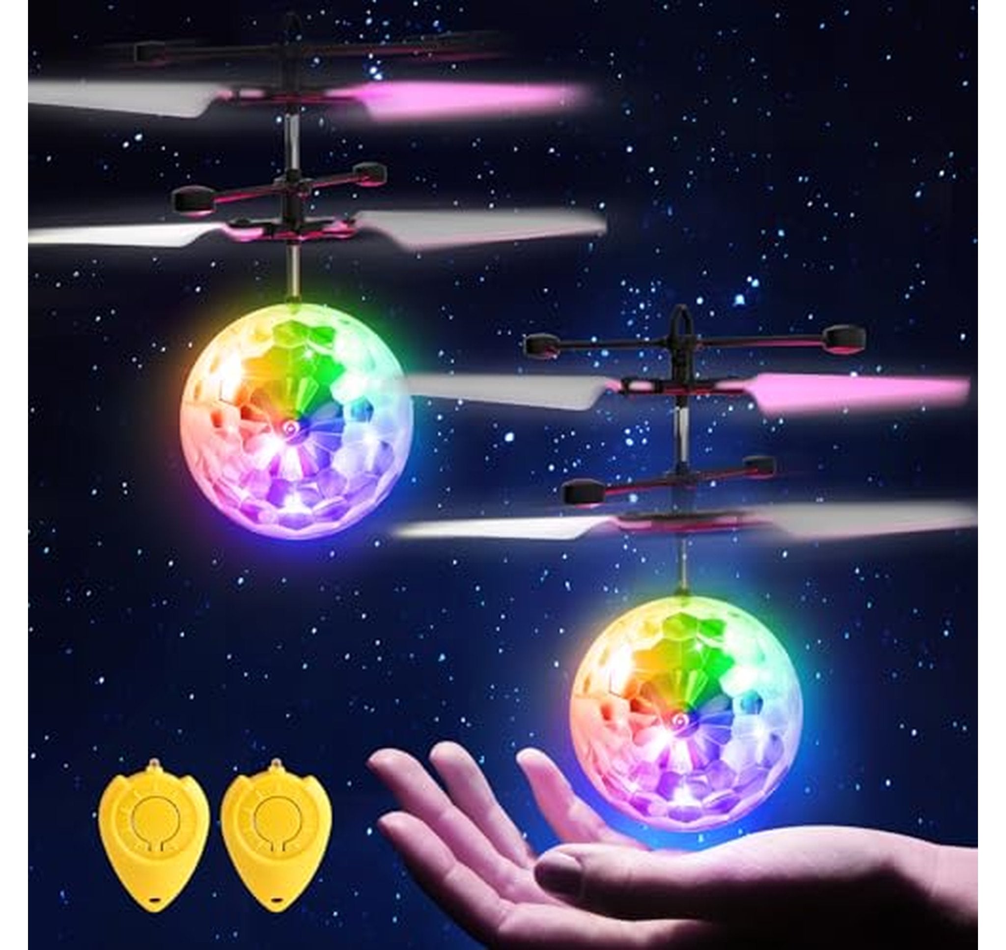 2 Pack Rechargeable LED Flying Orb Ball Toy