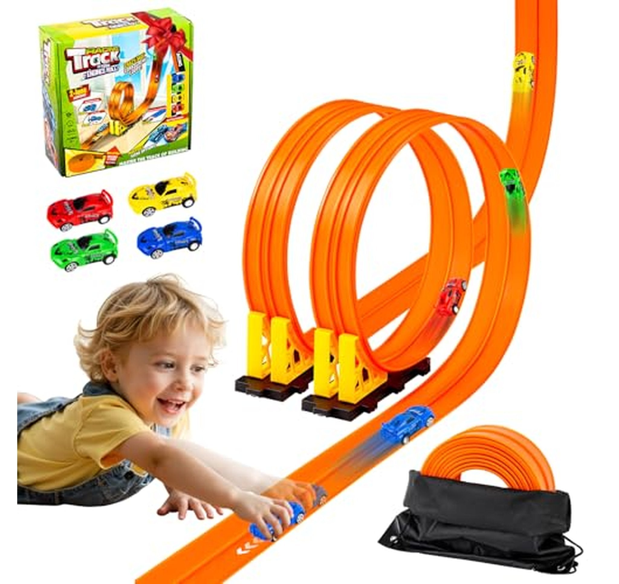 Flexible 16.4 Ft DIY Toy Race Car Track