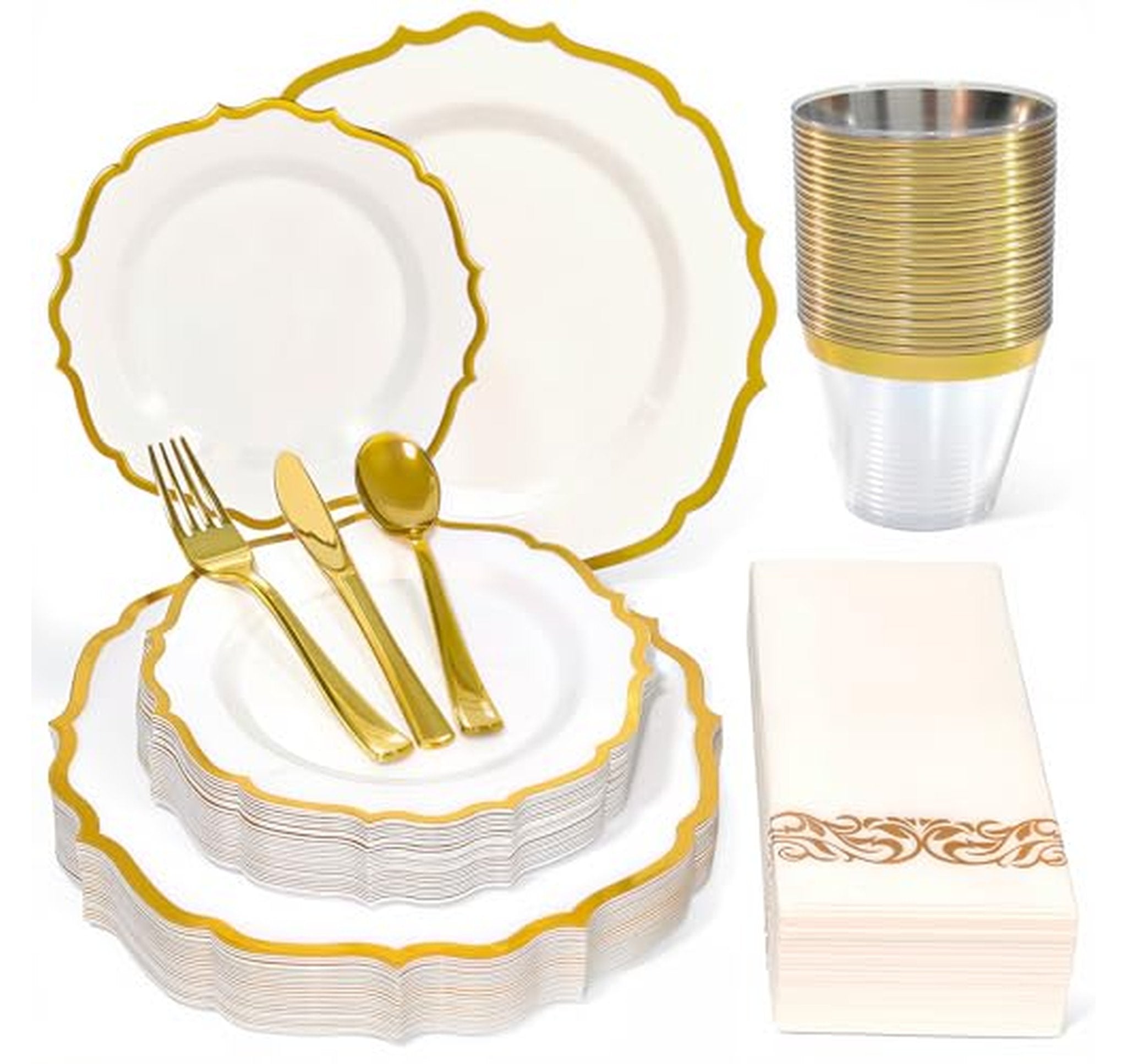 175 Piece Disposable Plastic Dinnerware Set for 25
