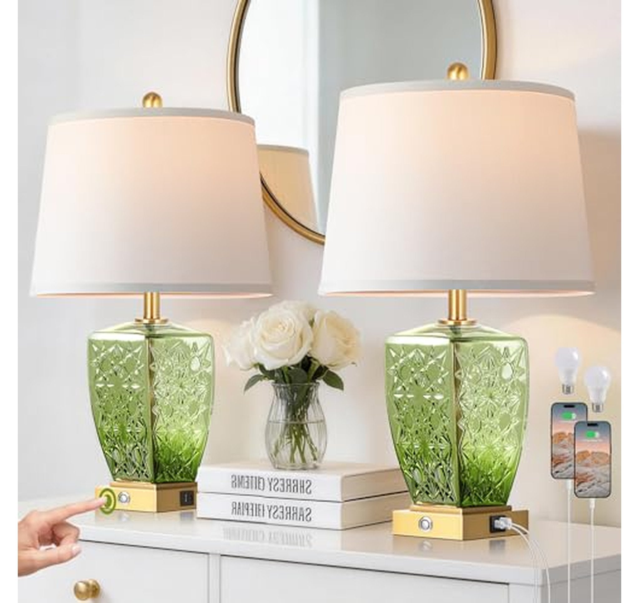 2 Pack Dimmable Touch Bedside Table Lamps