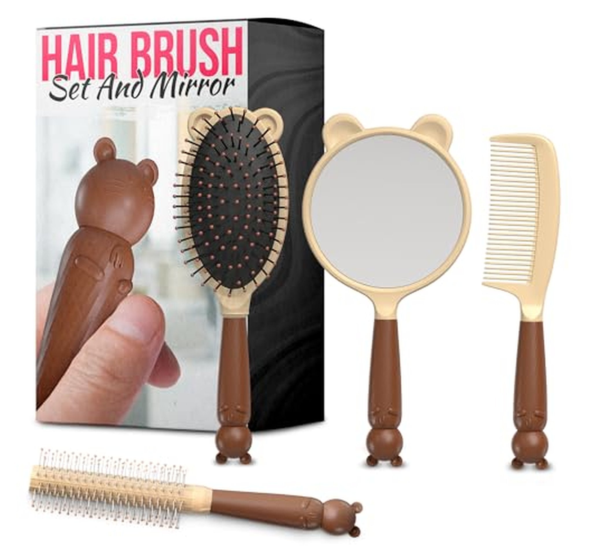 4 Pack Detangling Hair Brushes with Mirror