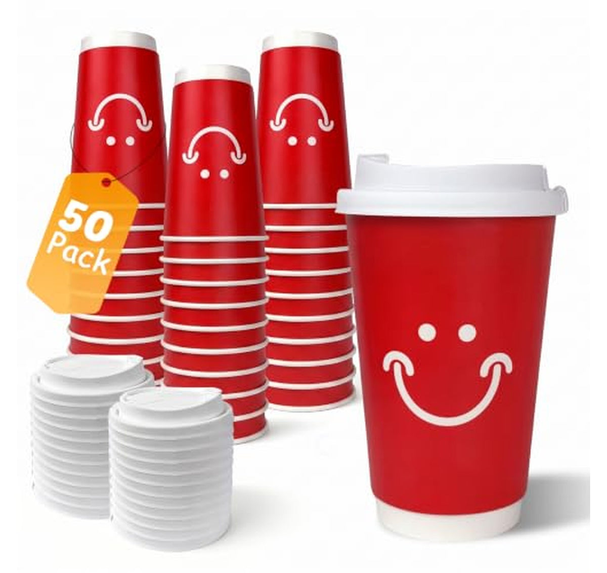 16 oz Double Wall Disposable Coffee Cups with Lids