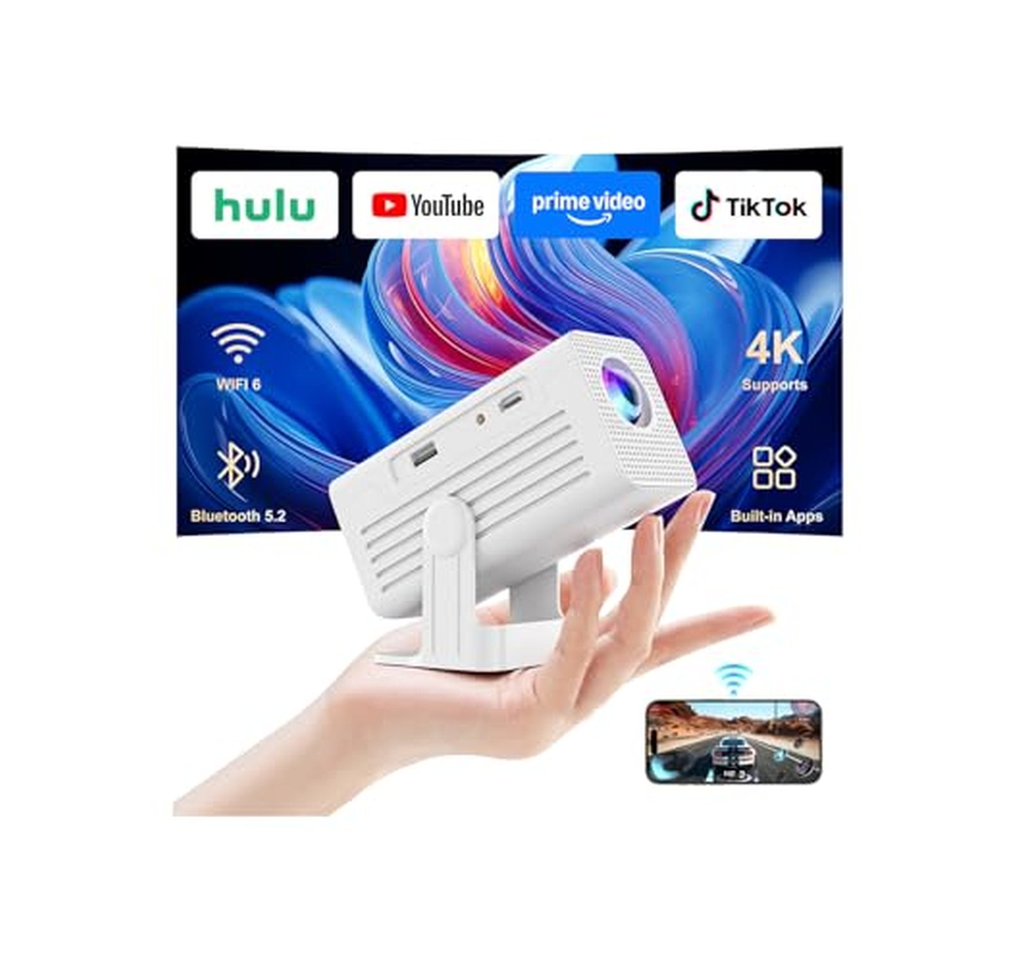 4K WiFi Bluetooth Mini Smart Projector