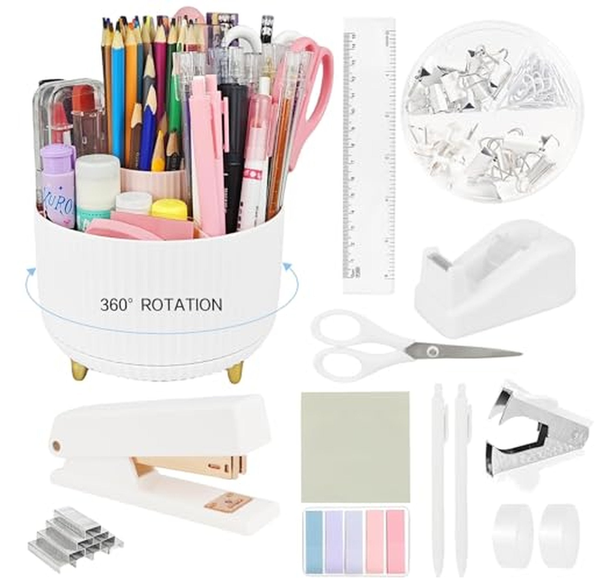 15 Piece Desk Organizer Set with Rotating Pen Holder