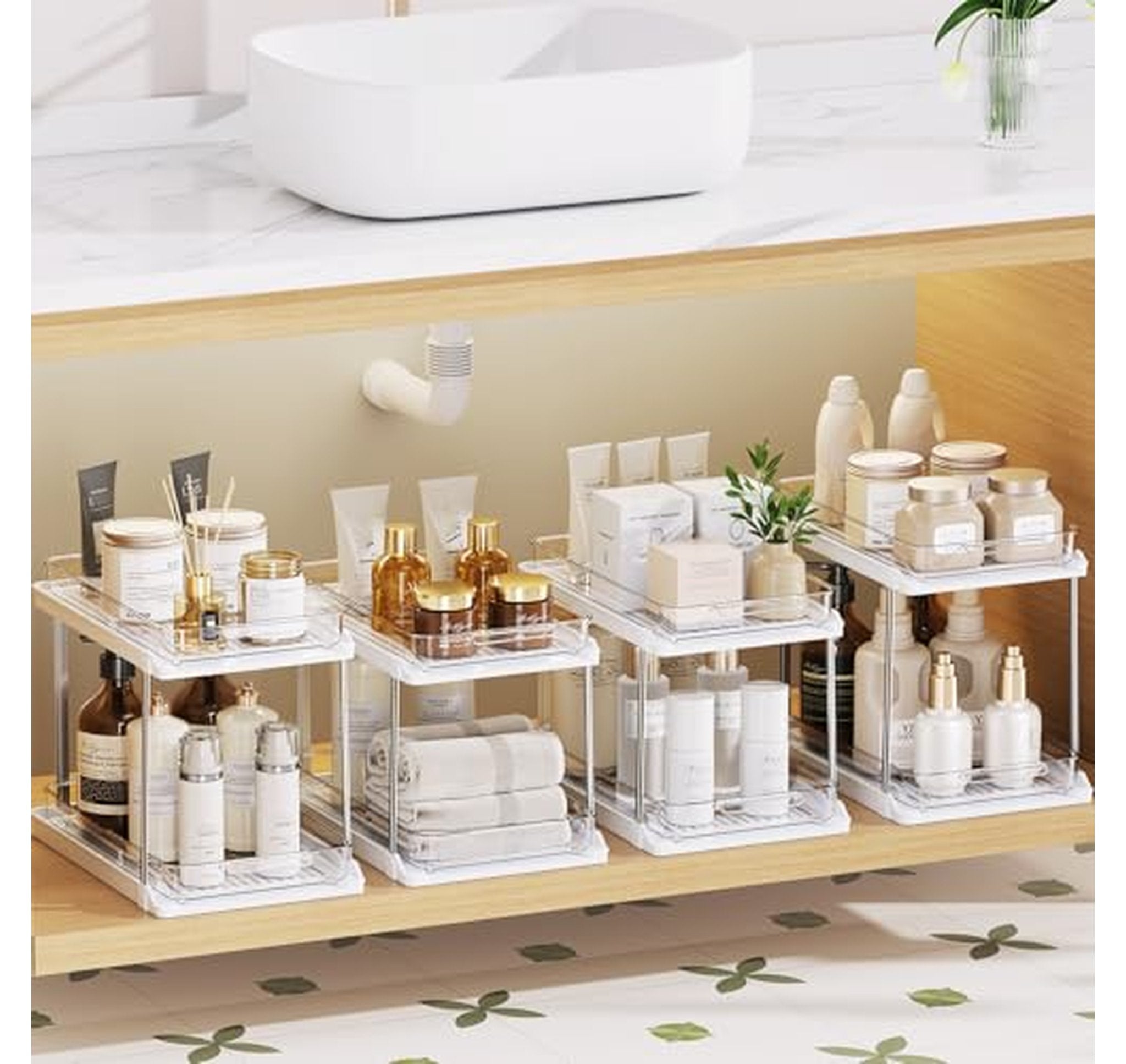 4 Pack Under Sink Sliding Storage Organizers