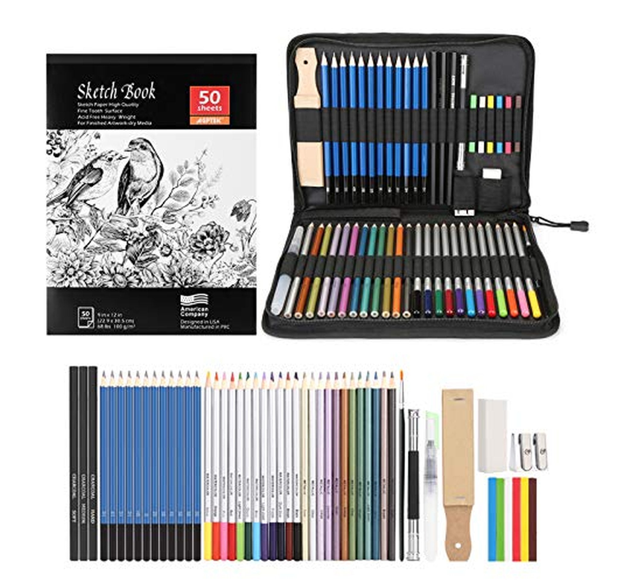 53 Piece Drawing and Watercolor Pencil Set