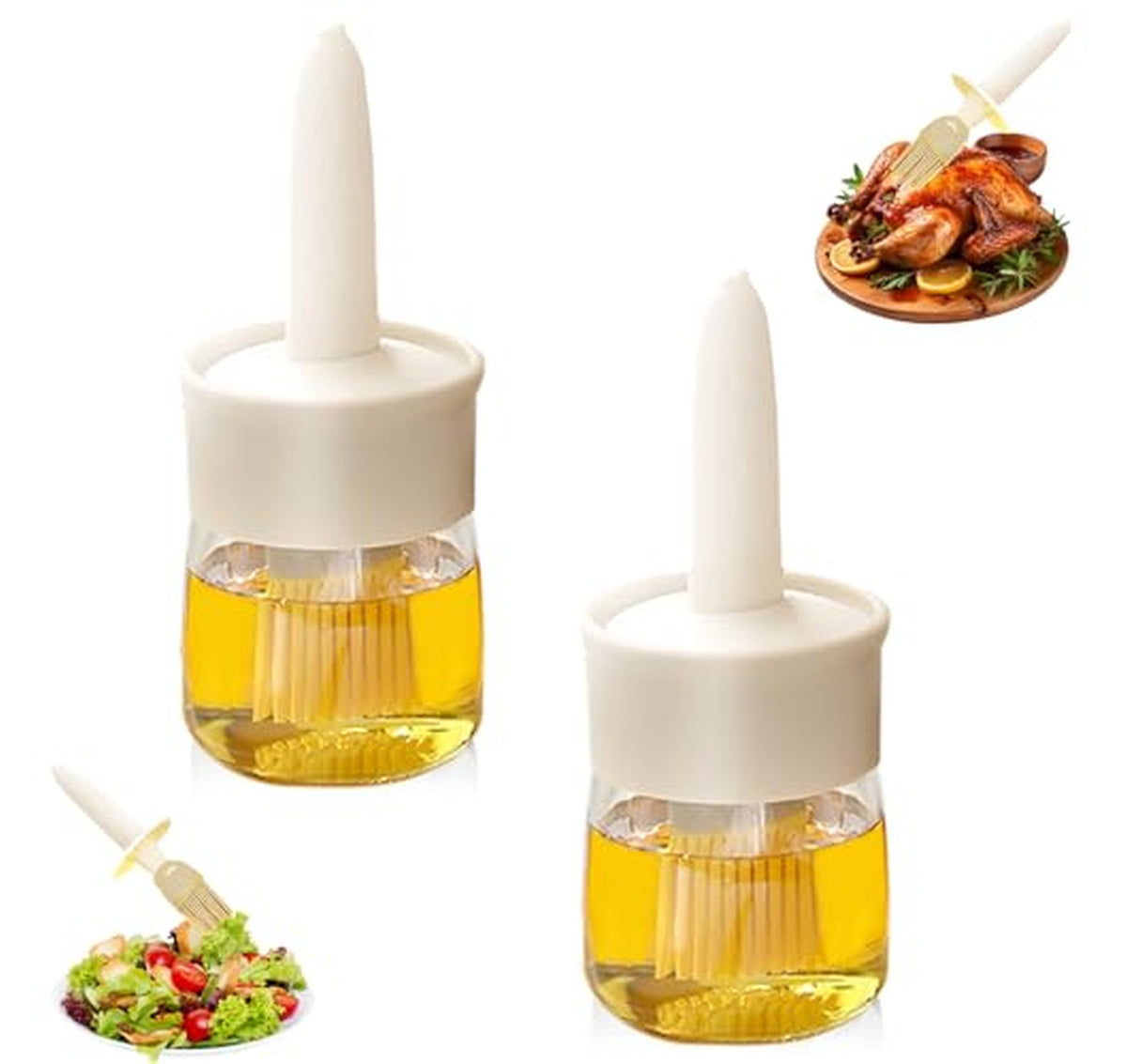 2 Pack Oil Dispenser Bottles with Silicone Brush