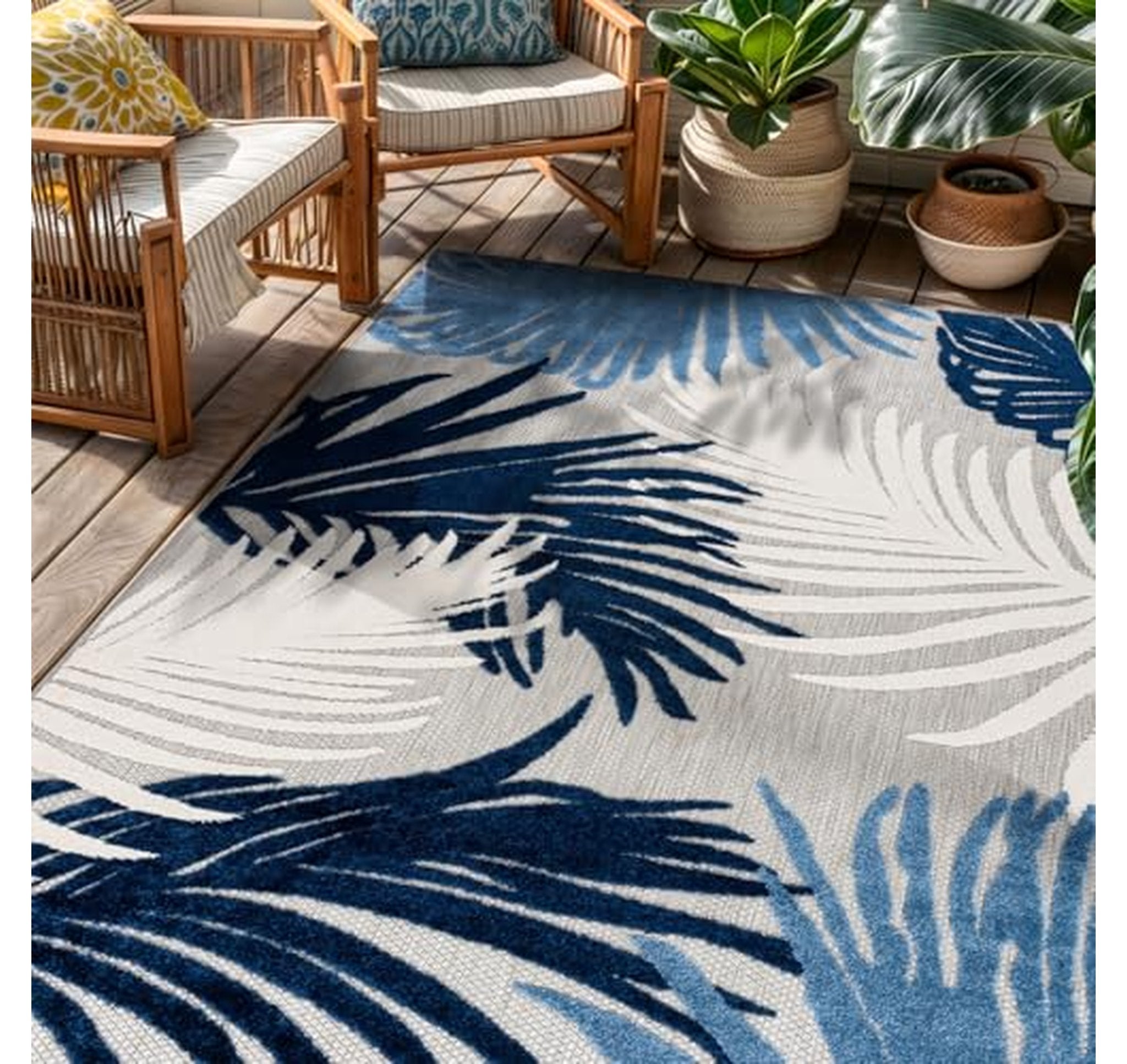 Floral Indoor Outdoor Area Rug 3'3" x 5'