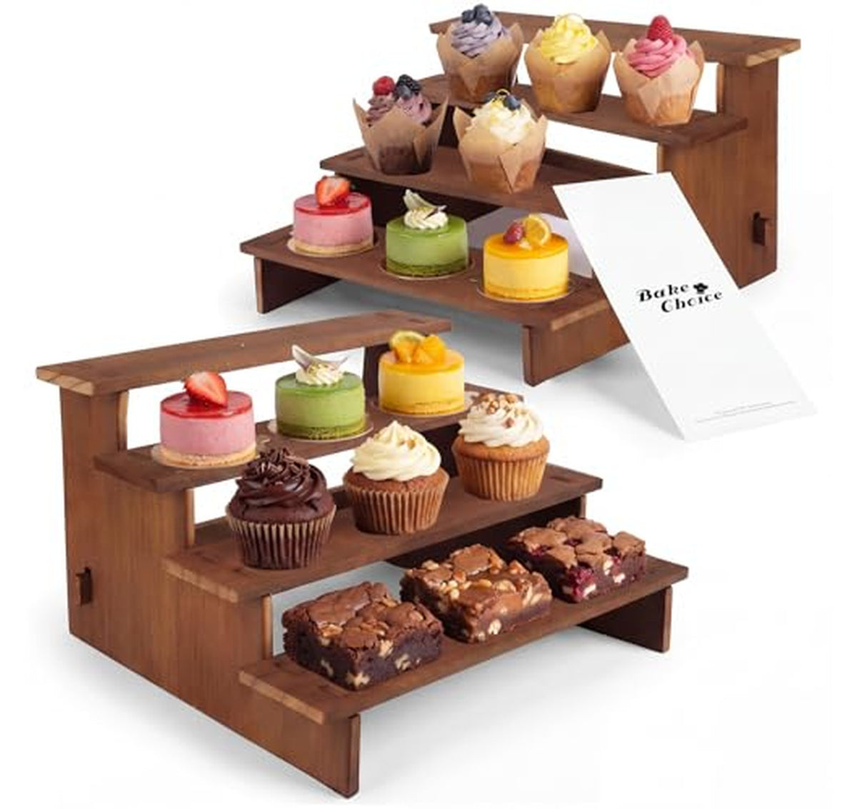 2 Pack Tiered Wooden Cupcake Display Stands