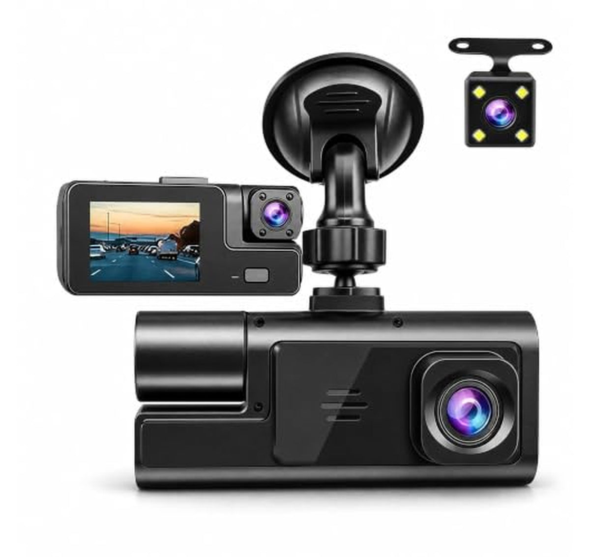 1080p 3 Channel WiFi Dash Cam with Night Vision